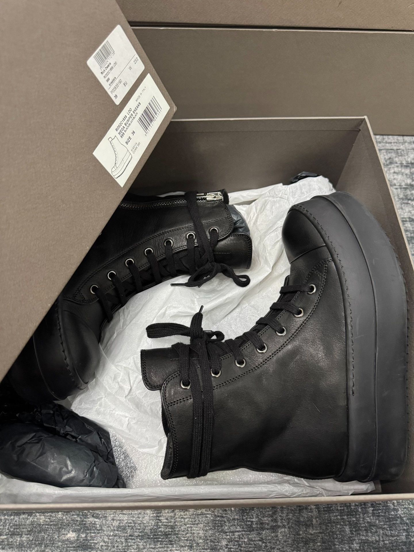 Rick Owens Rick Owens Black Hitop Sneakers 36 Women Size US 6 / IT 36 - 9 Thumbnail
