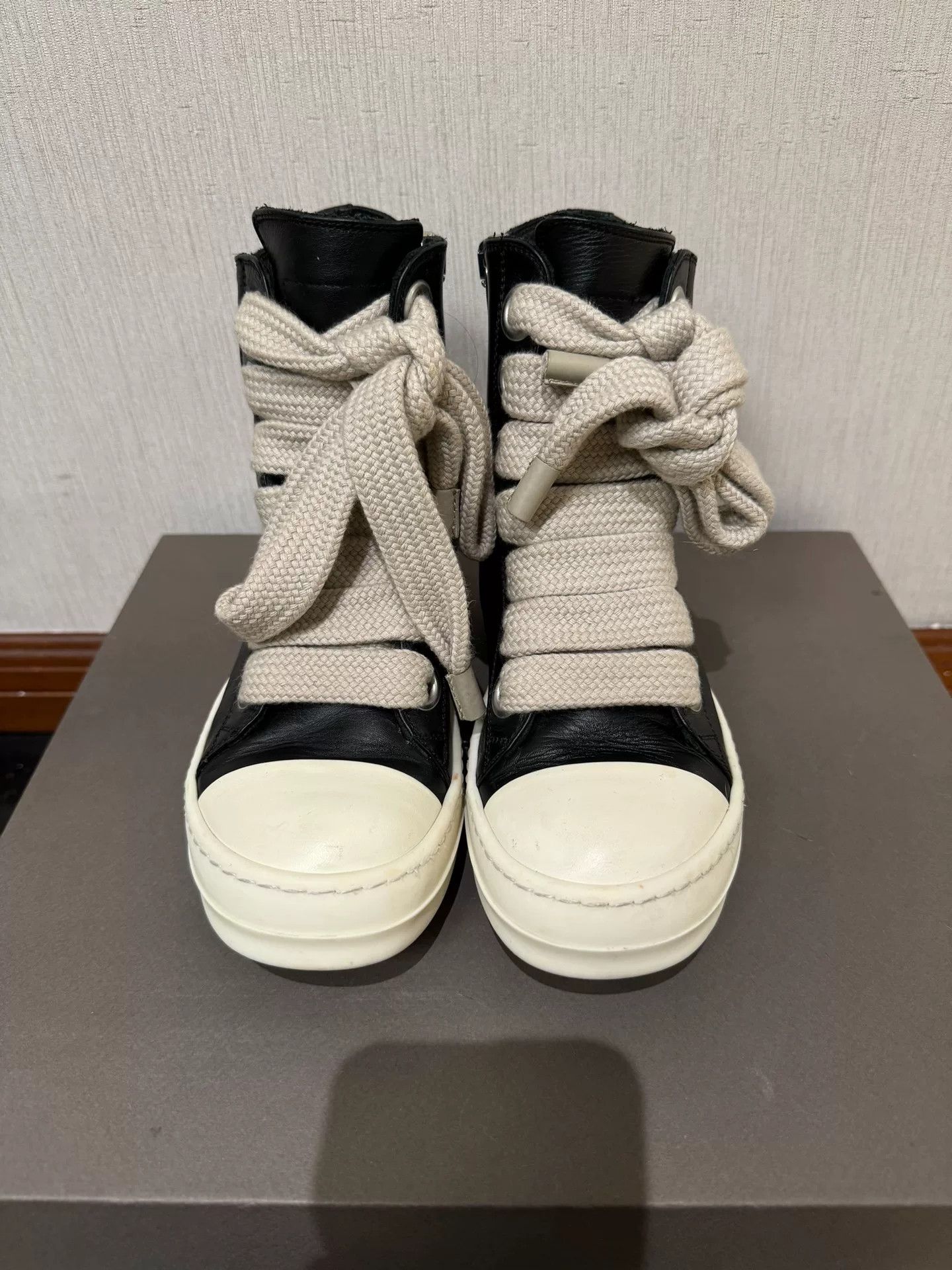 Rick Owens rick owens black and white high-top sneakers Size US 5 / IT 35 - 3 Thumbnail