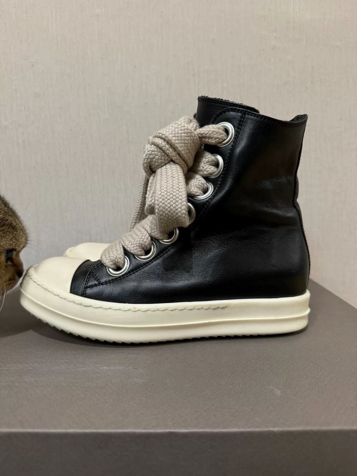 Rick Owens rick owens black and white high-top sneakers Size US 5 / IT 35 - 2 Thumbnail