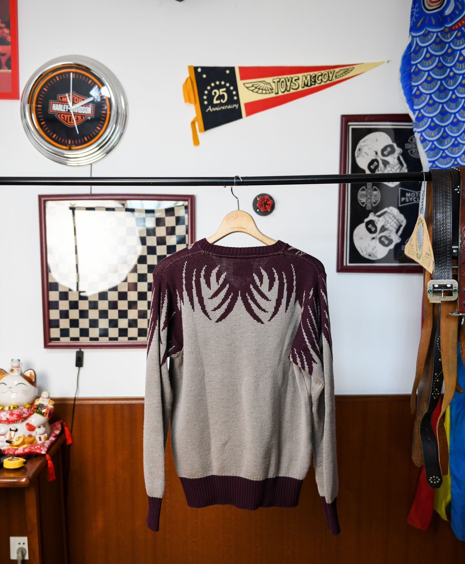 Gangster Doodles Gangsterville Knit Sweater in Maroon Size US M / EU 48-50 / 2 - 2 Thumbnail