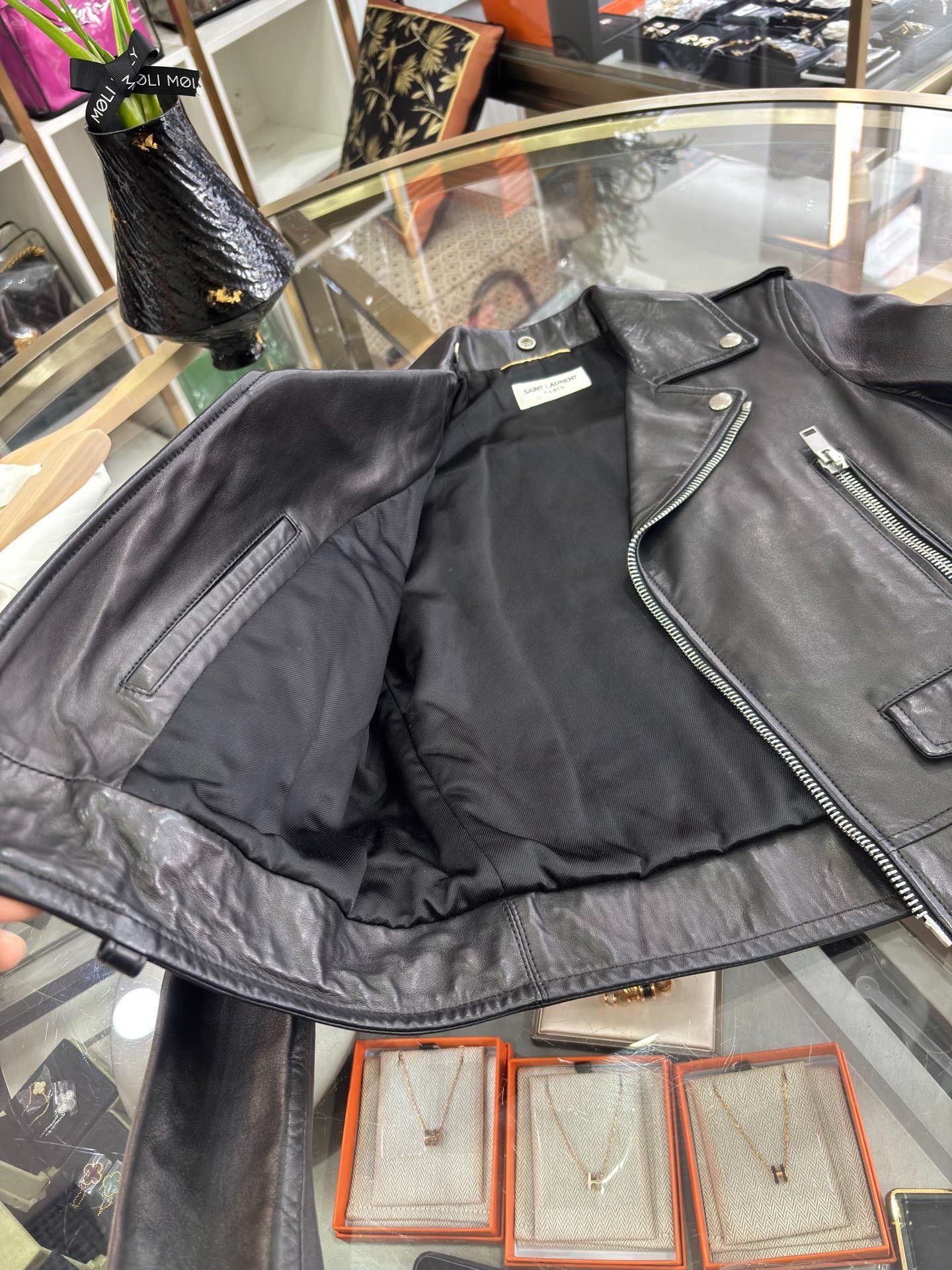 Saint Laurent Paris YSL Saint Laurent Leather Biker Jacket Size XS / US 0-2 / IT 36-38 - 9 Thumbnail