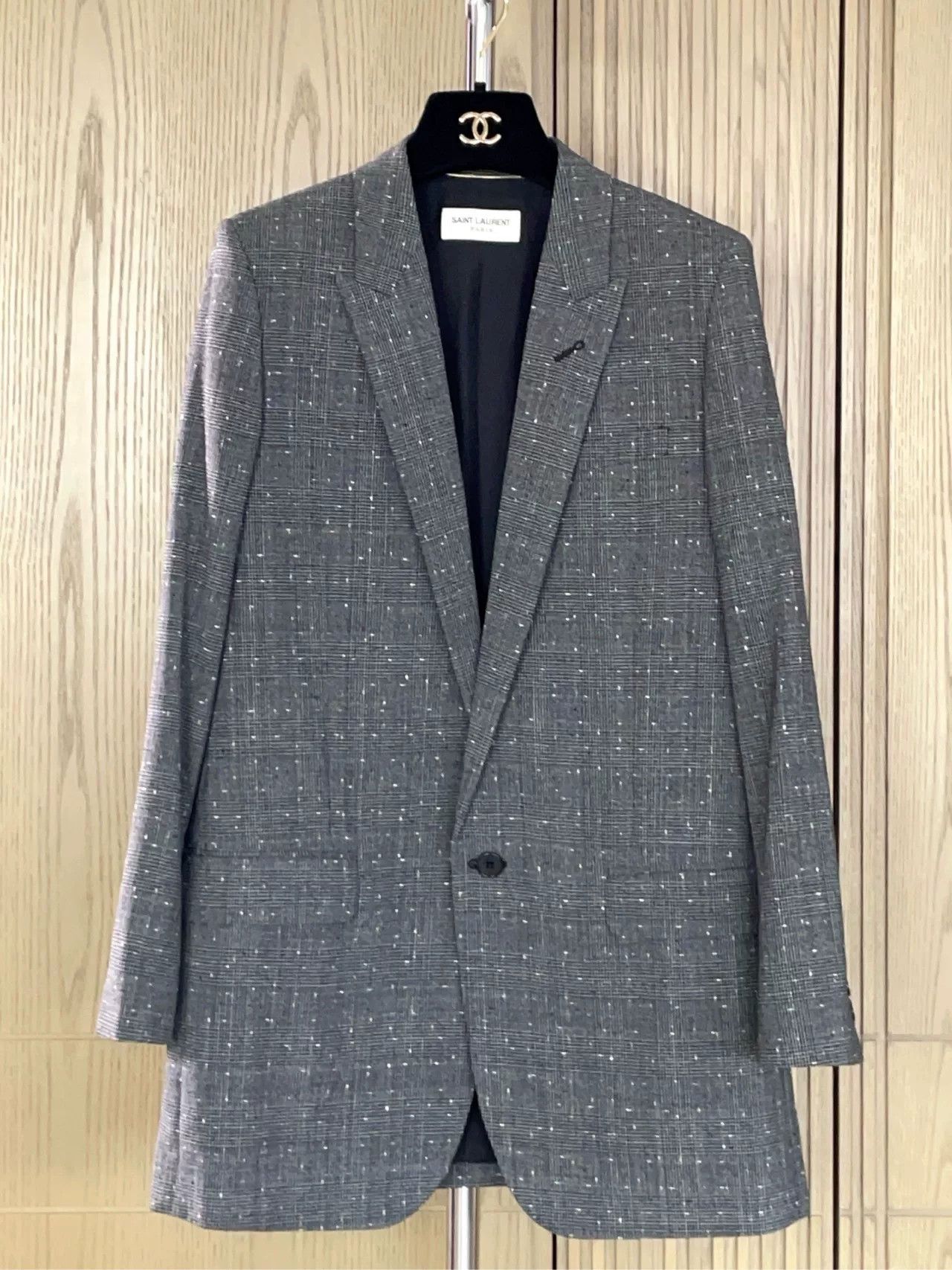 Saint Laurent Paris SAINT LAURENT Gray Check Wool Blazer Size XXS / US 00 / IT 34 - 4 Thumbnail
