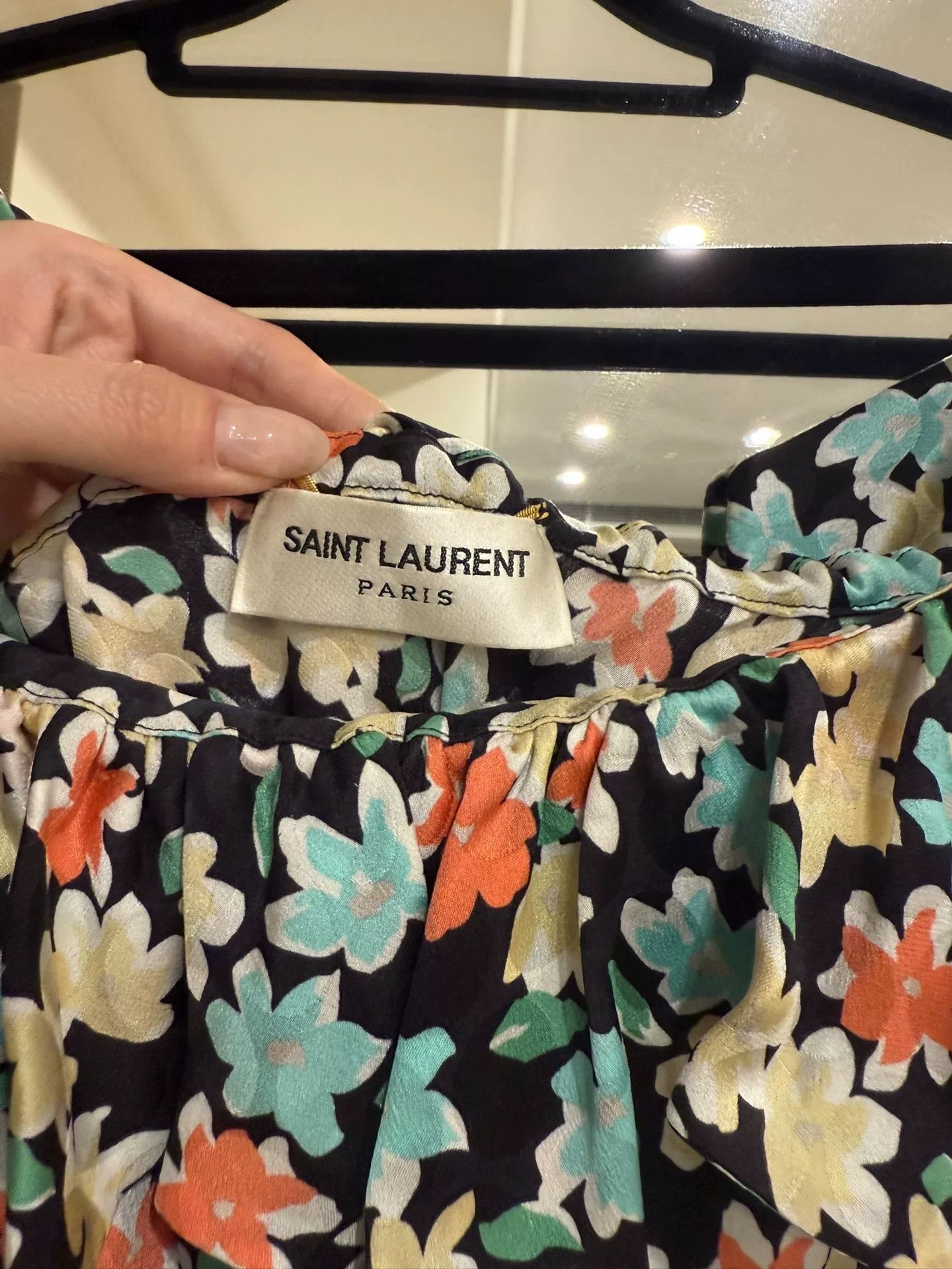 Saint Laurent Paris Saint Laurent Floral Off-Shoulder Dress Size XS / US 0-2 / IT 36-38 - 2 Thumbnail
