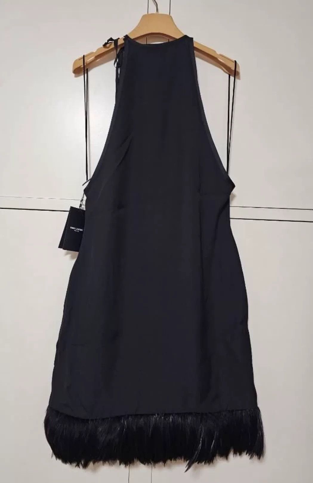 Saint Laurent Paris Saint Laurent Feather Trim Halter Dress Size S / US 4 / IT 40 - 2 Thumbnail