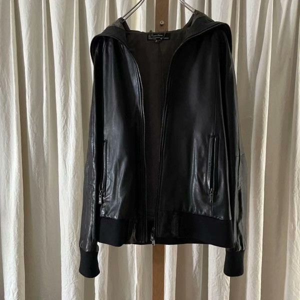 Japanese Brand 02DERIV Leather Jacket Hooded Zip-Up Size US L / EU 52-54 / 3 - 8 Thumbnail
