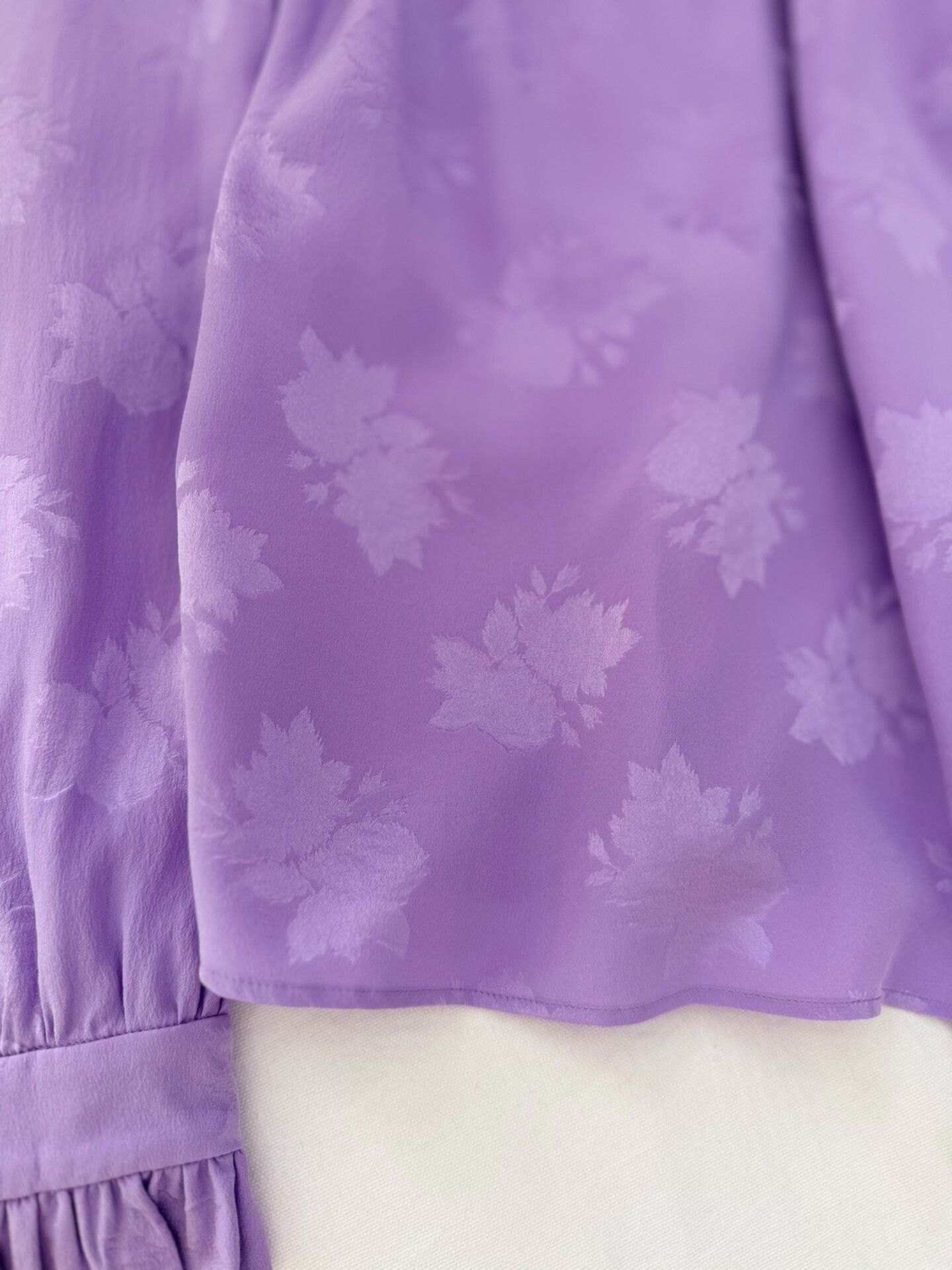Saint Laurent Paris YSL Purple Floral Ruffled Silk Blouse Size M / US 6-8 / IT 42-44 - 3 Thumbnail