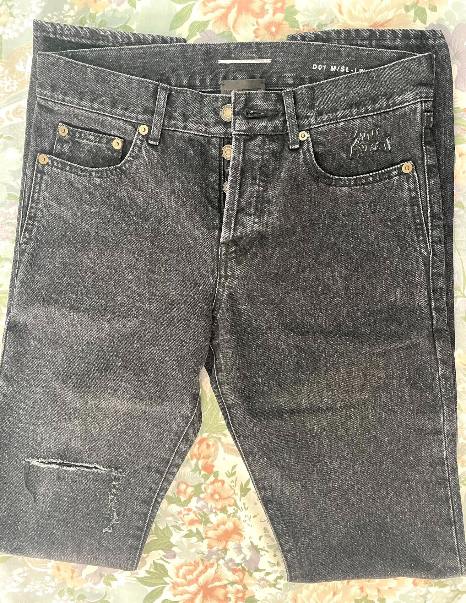 Saint Laurent Paris Saint Laurent Men's Distressed Black Jeans Size US 30 / EU 46 - 3 Thumbnail