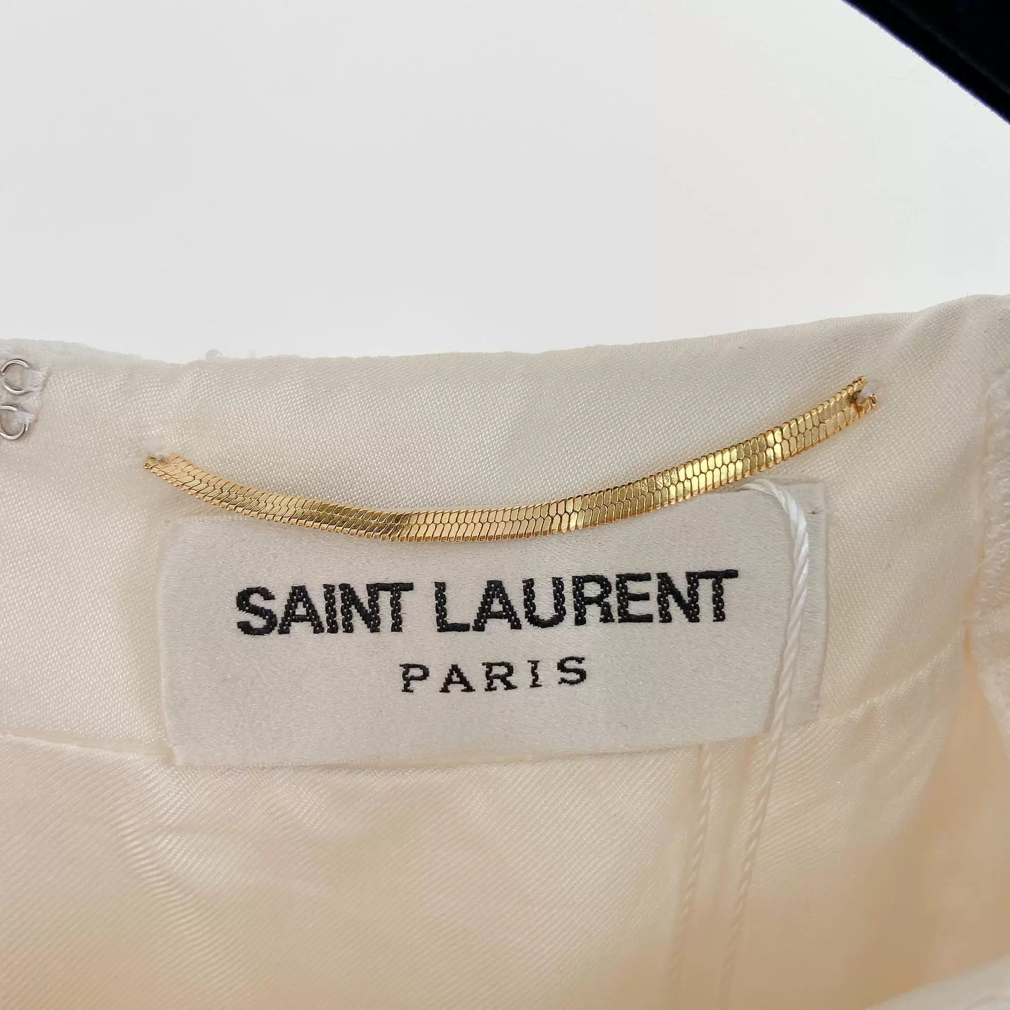 Saint Laurent Paris Saint Laurent White Floral Lace Short-Sleeve Dress Size S / US 4 / IT 40 - 5 Thumbnail