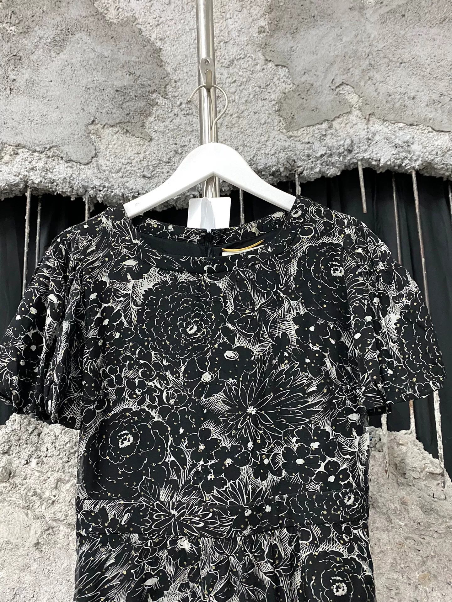 Saint Laurent Paris Saint Laurent SLP Black White Floral Dress Size S / US 4 / IT 40 - 3 Thumbnail