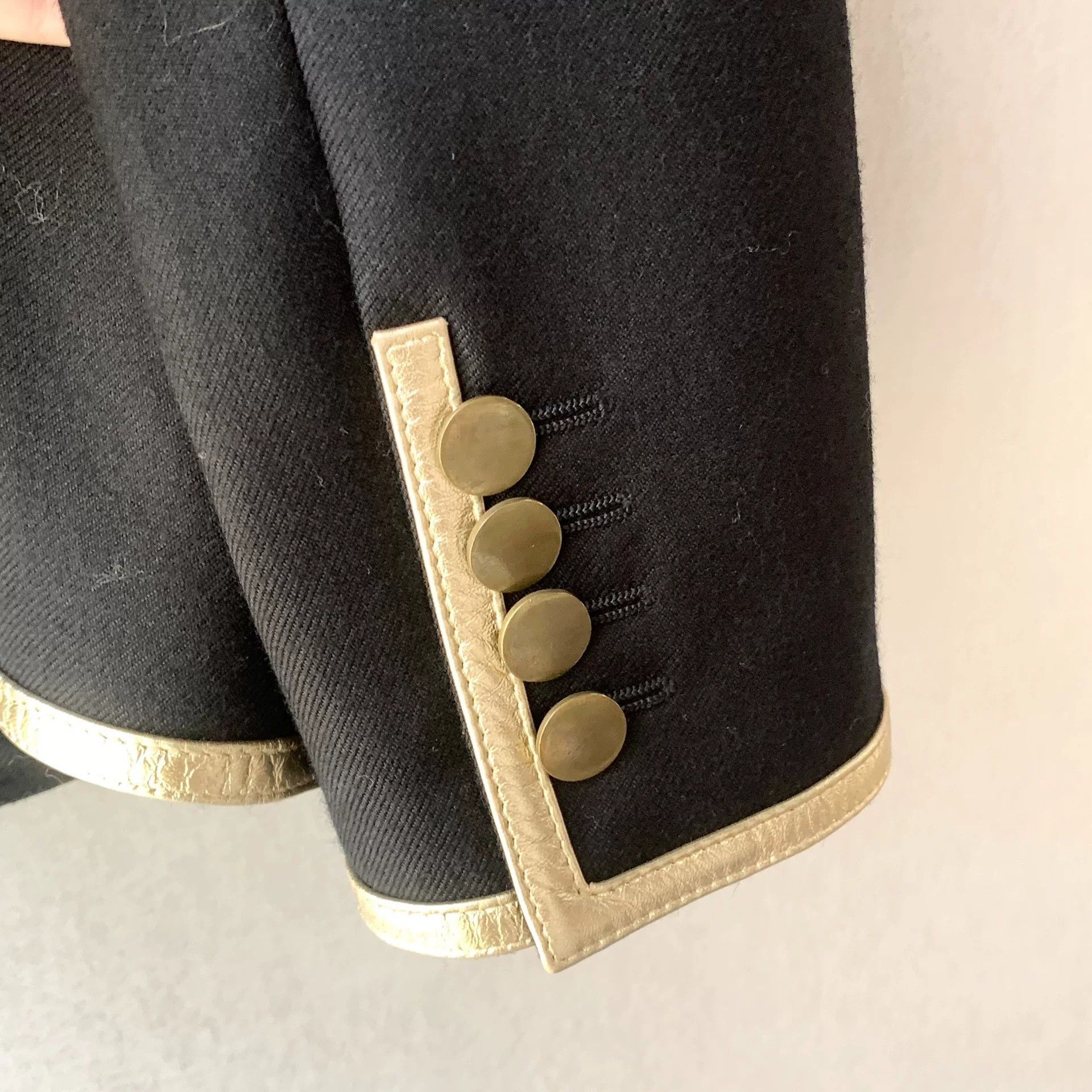 Saint Laurent Paris Saint Laurent Black Blazer with Gold Trim Size M / US 6-8 / IT 42-44 - 3 Thumbnail