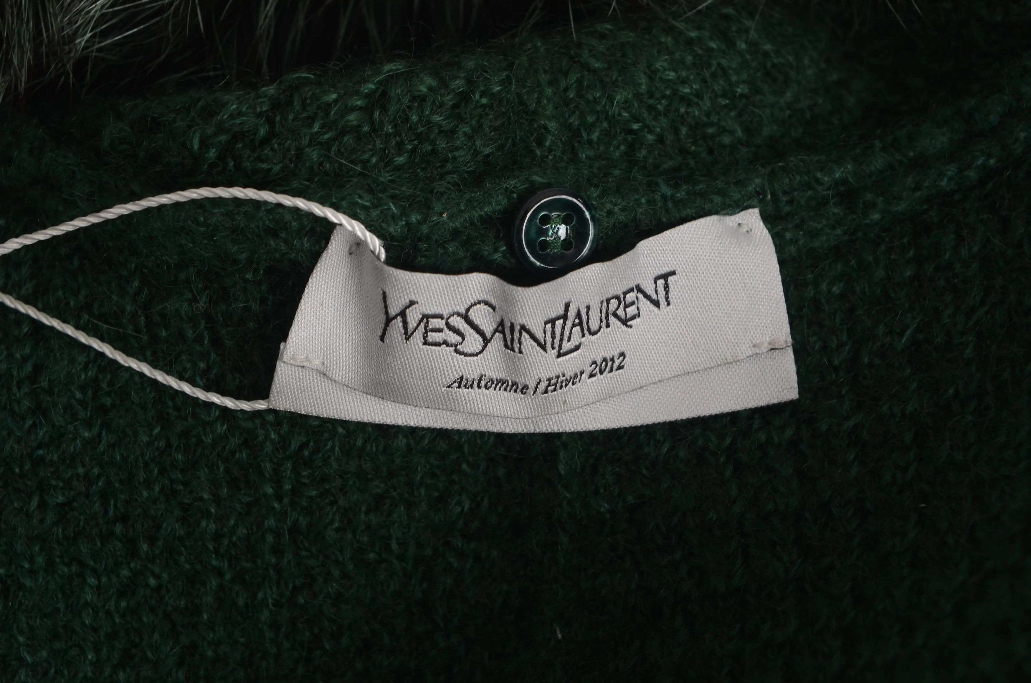 Saint Laurent Paris Saint Laurent Green Fur Collar Coat Size S / US 4 / IT 40 - 4 Thumbnail