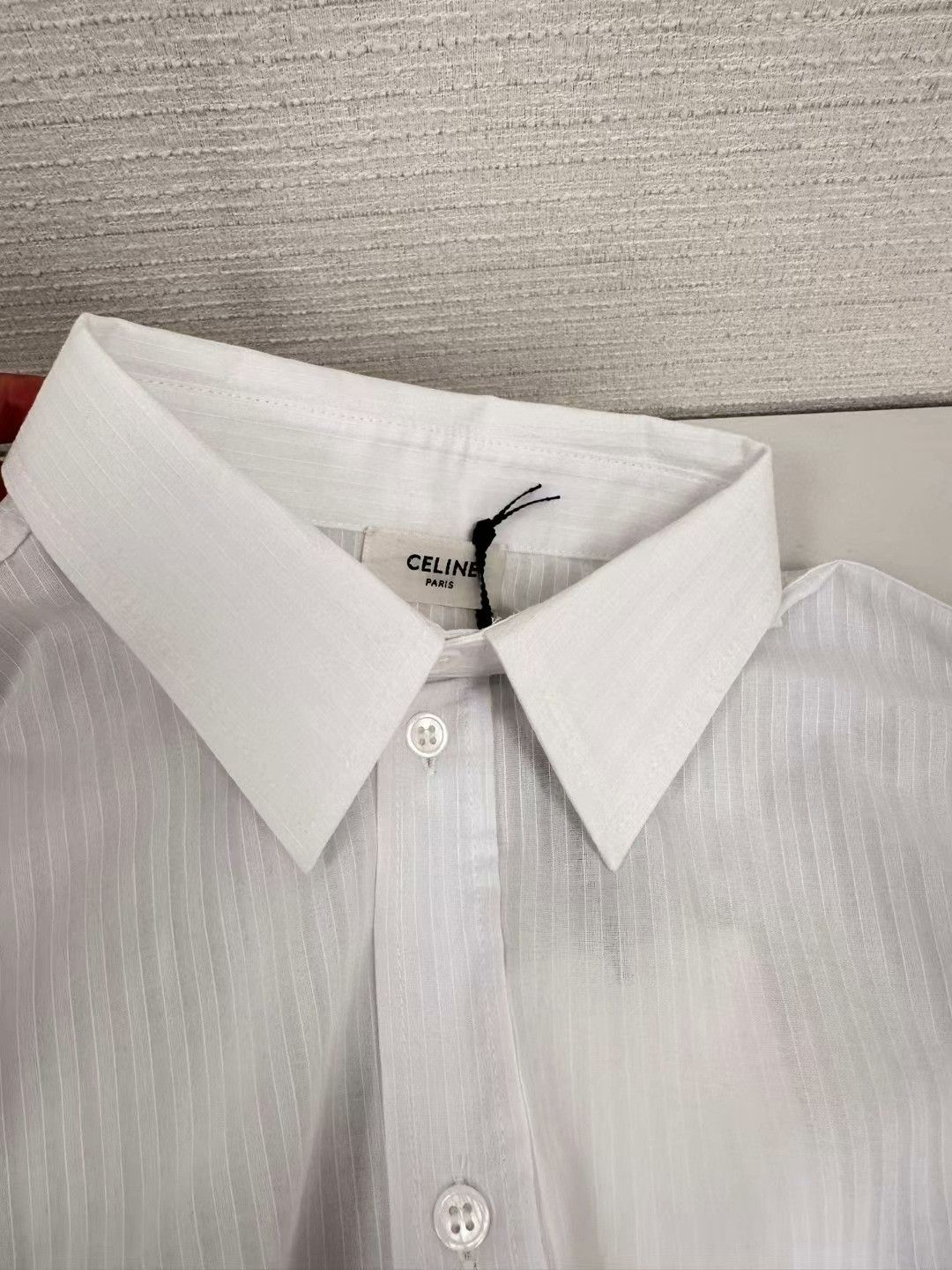Saint Laurent Paris Celine White Striped Long-sleeve Shirt Size S / US 4 / IT 40 - 2 Thumbnail