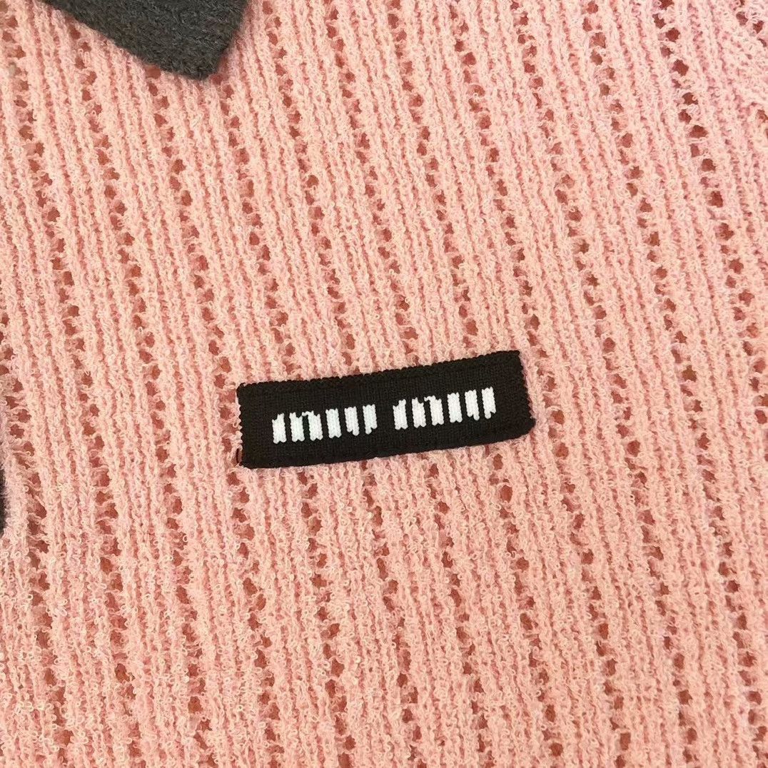 Saint Laurent Paris Miu Miu Ribbed Knit Polo Top Size S / US 4 / IT 40 - 4 Thumbnail