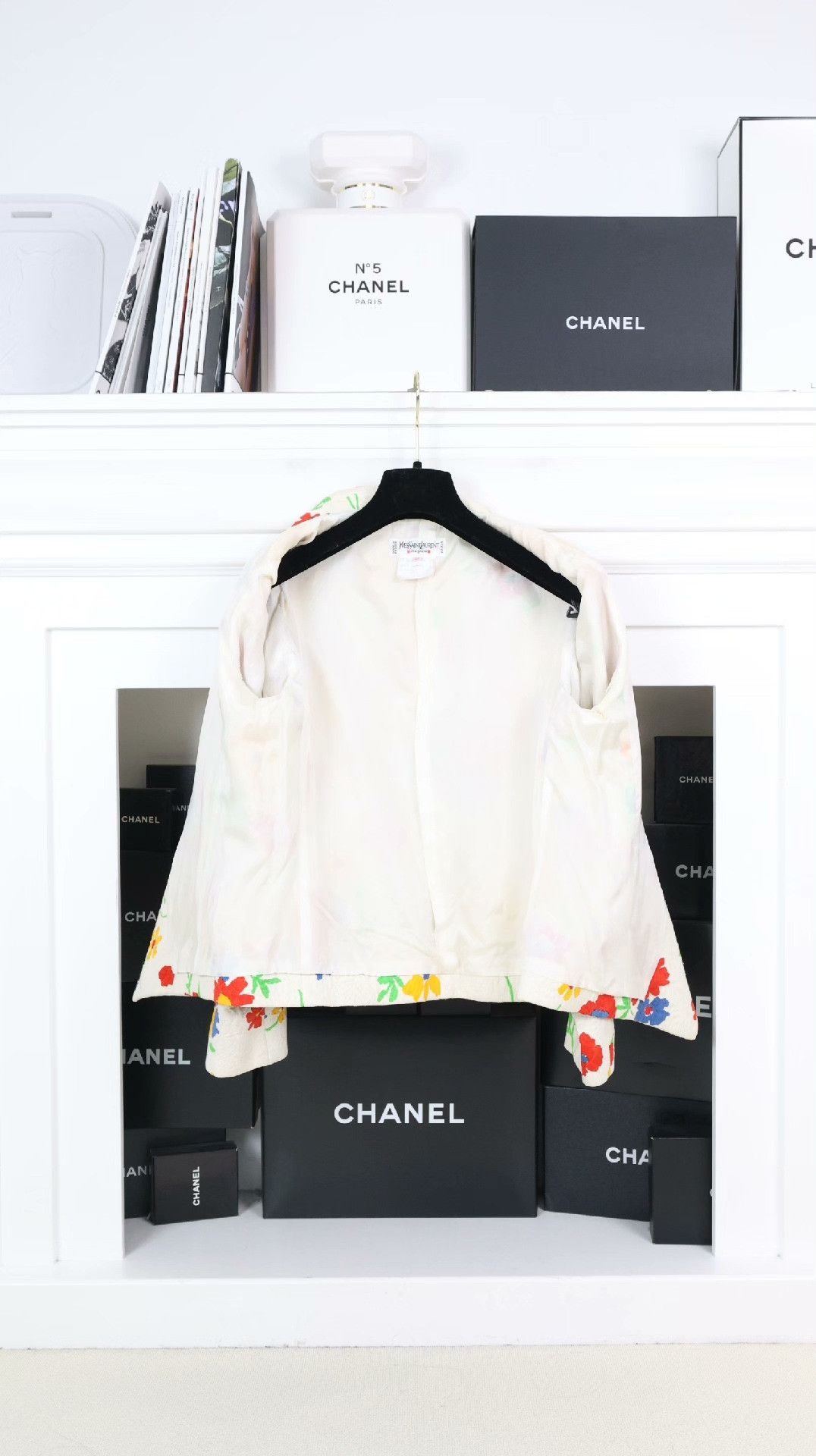 Saint Laurent Paris YSL White Floral Pattern Blazer Size S / US 4 / IT 40 - 8 Thumbnail