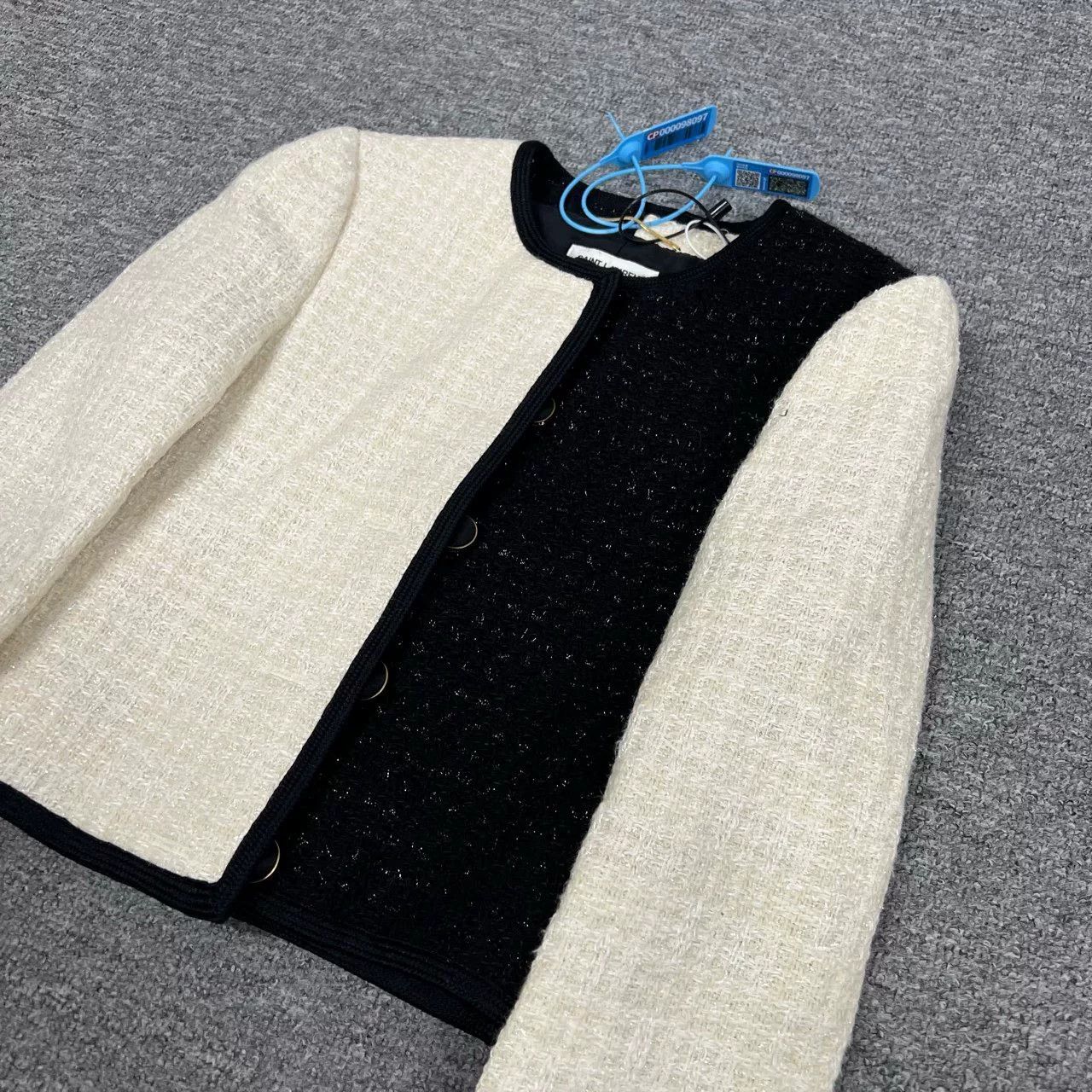 Saint Laurent Paris Saint Laurent Black White Tweed Jacket Size XXS / US 00 / IT 34 - 3 Thumbnail