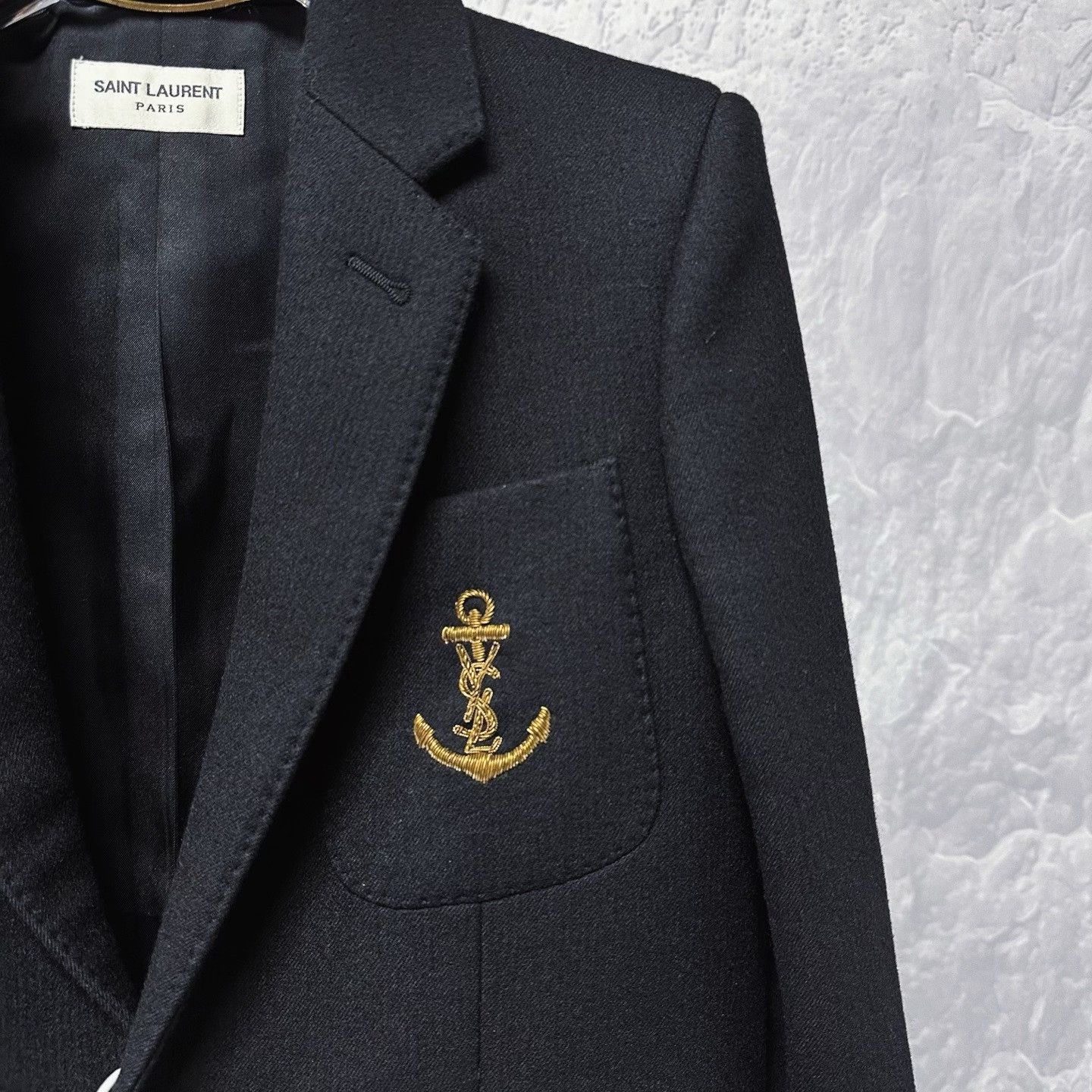 Saint Laurent Paris Saint Laurent Anchor Embroidered Wool Blazer Size XS / US 0-2 / IT 36-38 - 2 Thumbnail