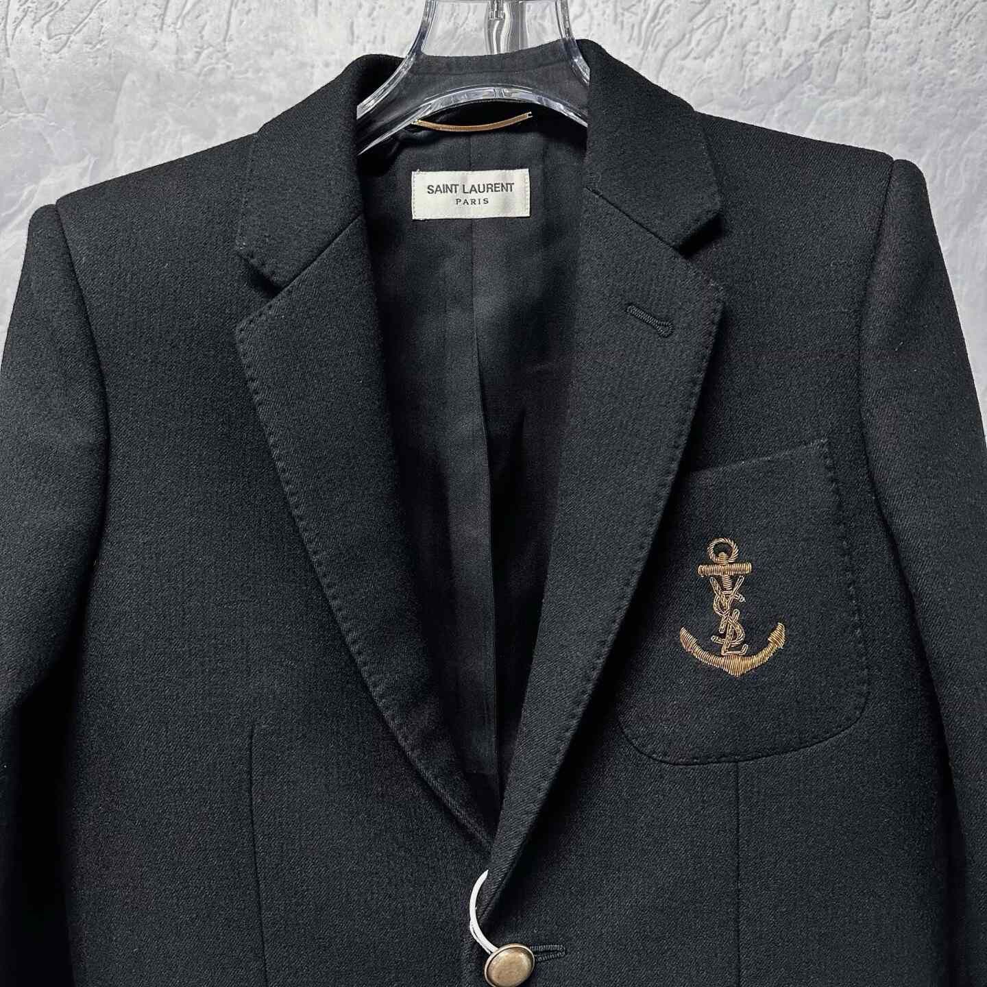 Saint Laurent Paris Saint Laurent Anchor Embroidered Wool Blazer Size XS / US 0-2 / IT 36-38 - 3 Thumbnail