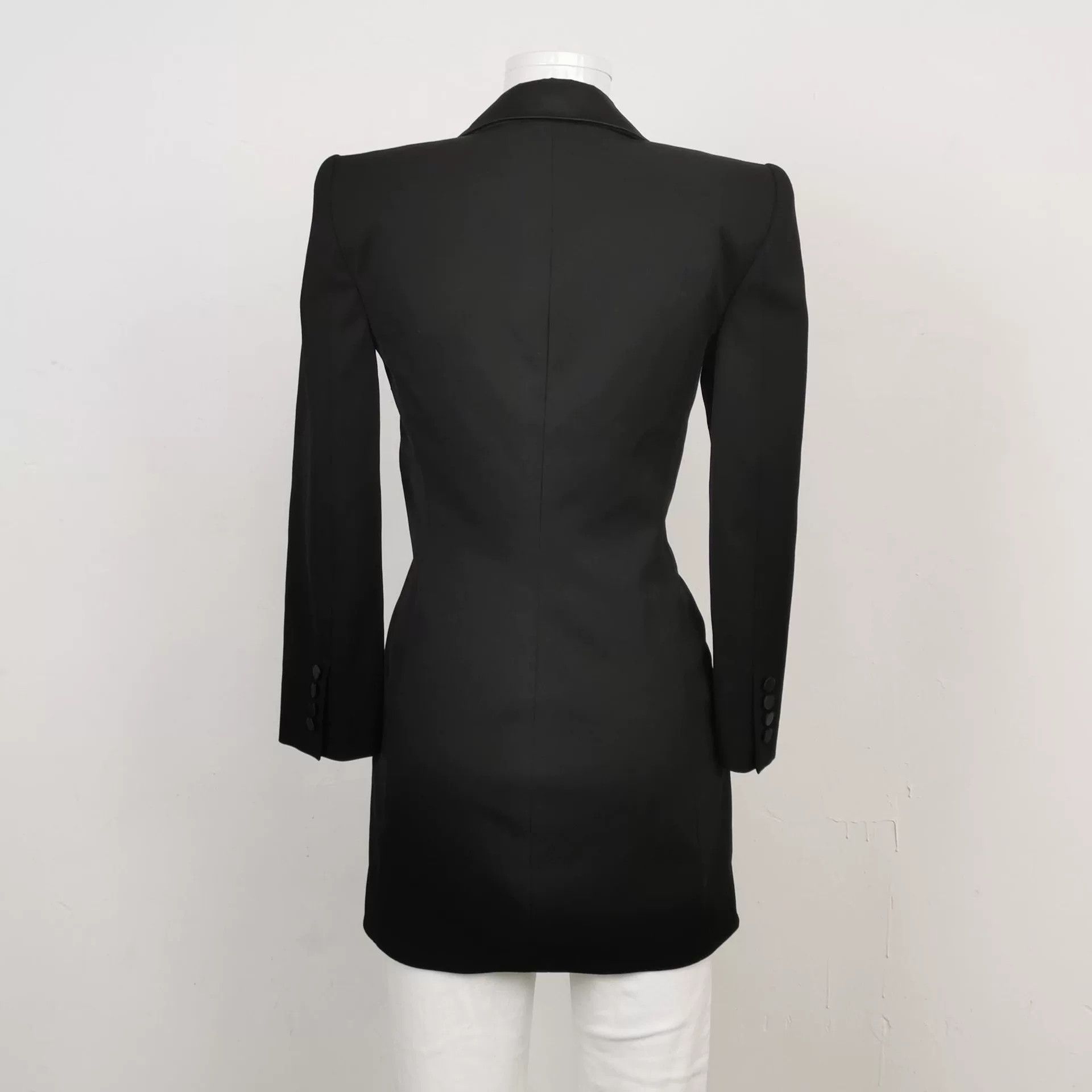 Saint Laurent Paris Saint Laurent Black Blazer Dress with Bow Size XXS / US 00 / IT 34 - 2 Thumbnail