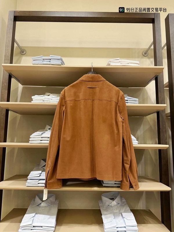 Ermenegildo Zegna Zegna Brown Suede Lapel Leather Jacket Size US M / EU 48-50 / 2 - 2 Thumbnail