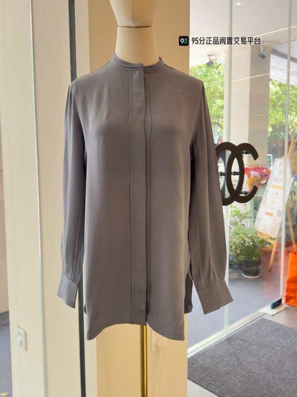 Loro Piana Loro Piana Solid Long-Sleeve Round Neck Silk Shirt Size US XXS / EU 40 - 2 Thumbnail
