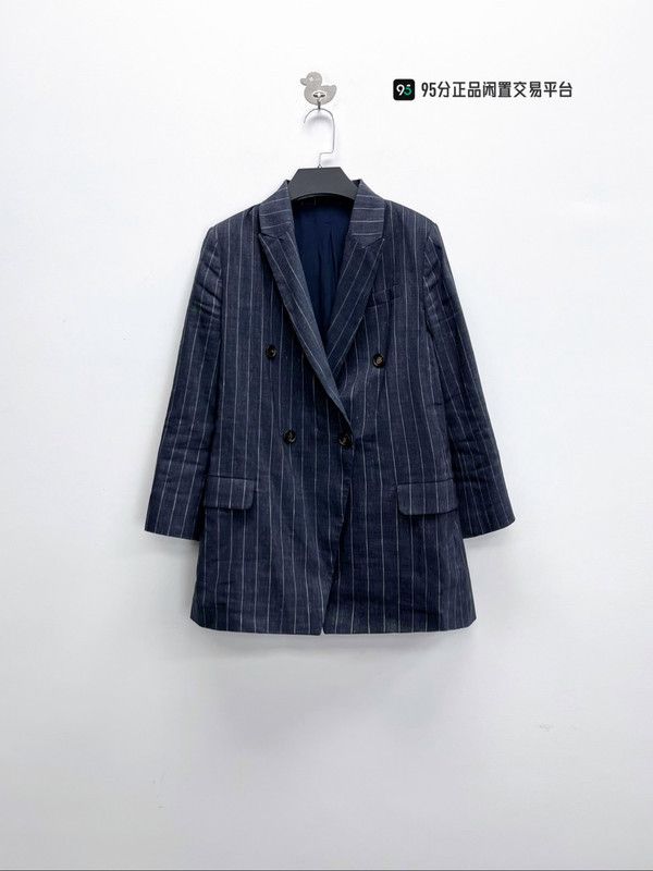 Brunello Cucinelli Brunello Cucinelli Men's Pinstripe Double-Breasted Jacket Size US XXS / EU 40 - 5 Thumbnail