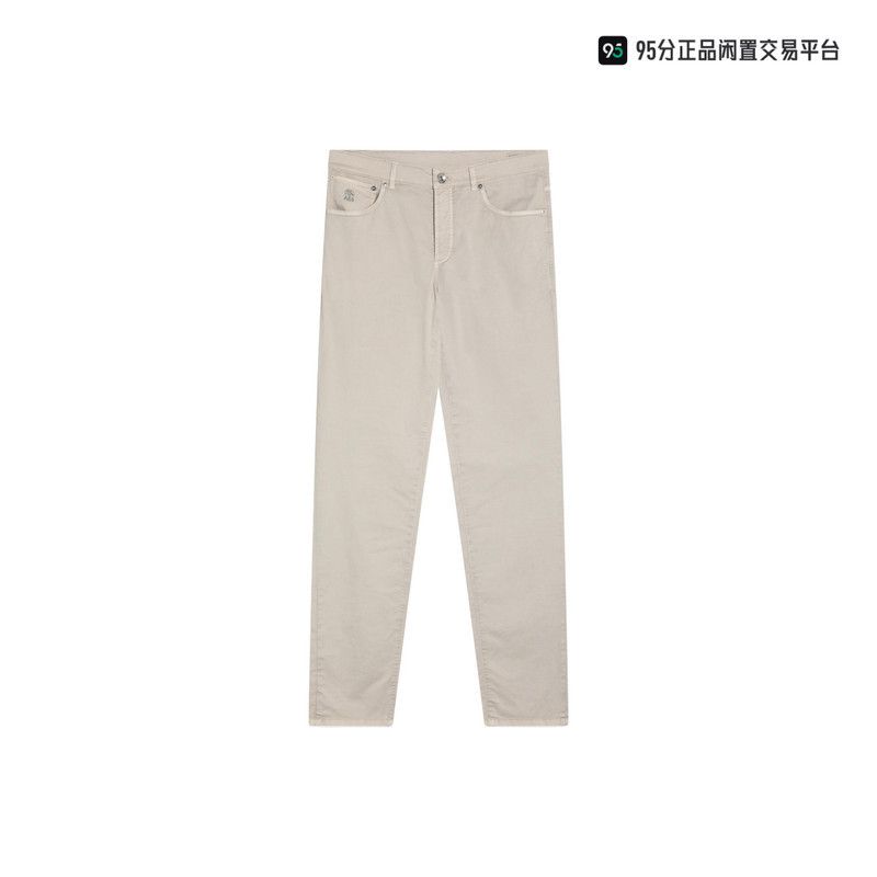 Brunello Cucinelli Brunello Cucinelli Men's Beige Straight-Leg Casual Pants Size US 32 / EU 48 - 2 Thumbnail
