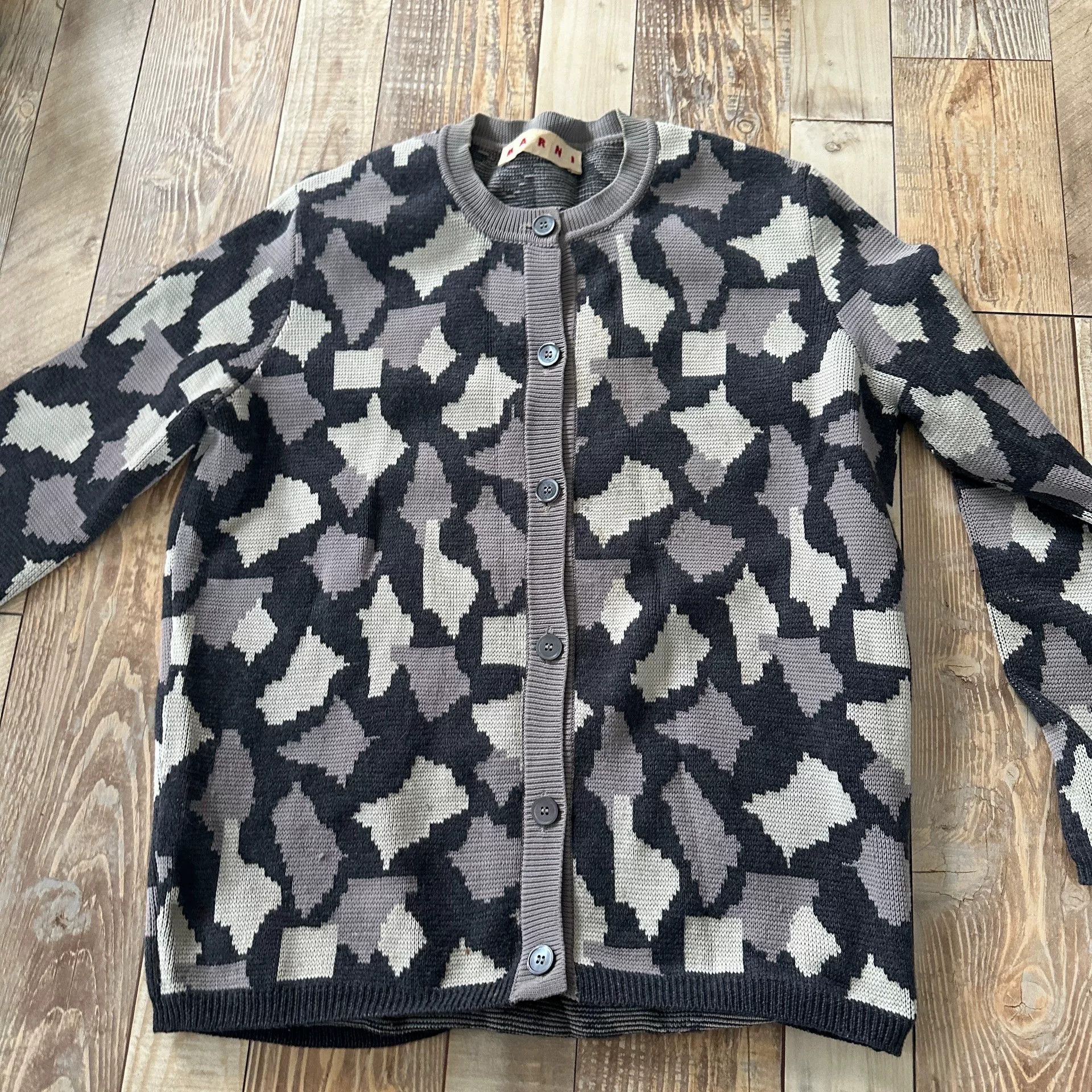Marni Marni Houndstooth Camouflage Knit Cardigan Size M / US 6-8 / IT 42-44 - 5 Thumbnail