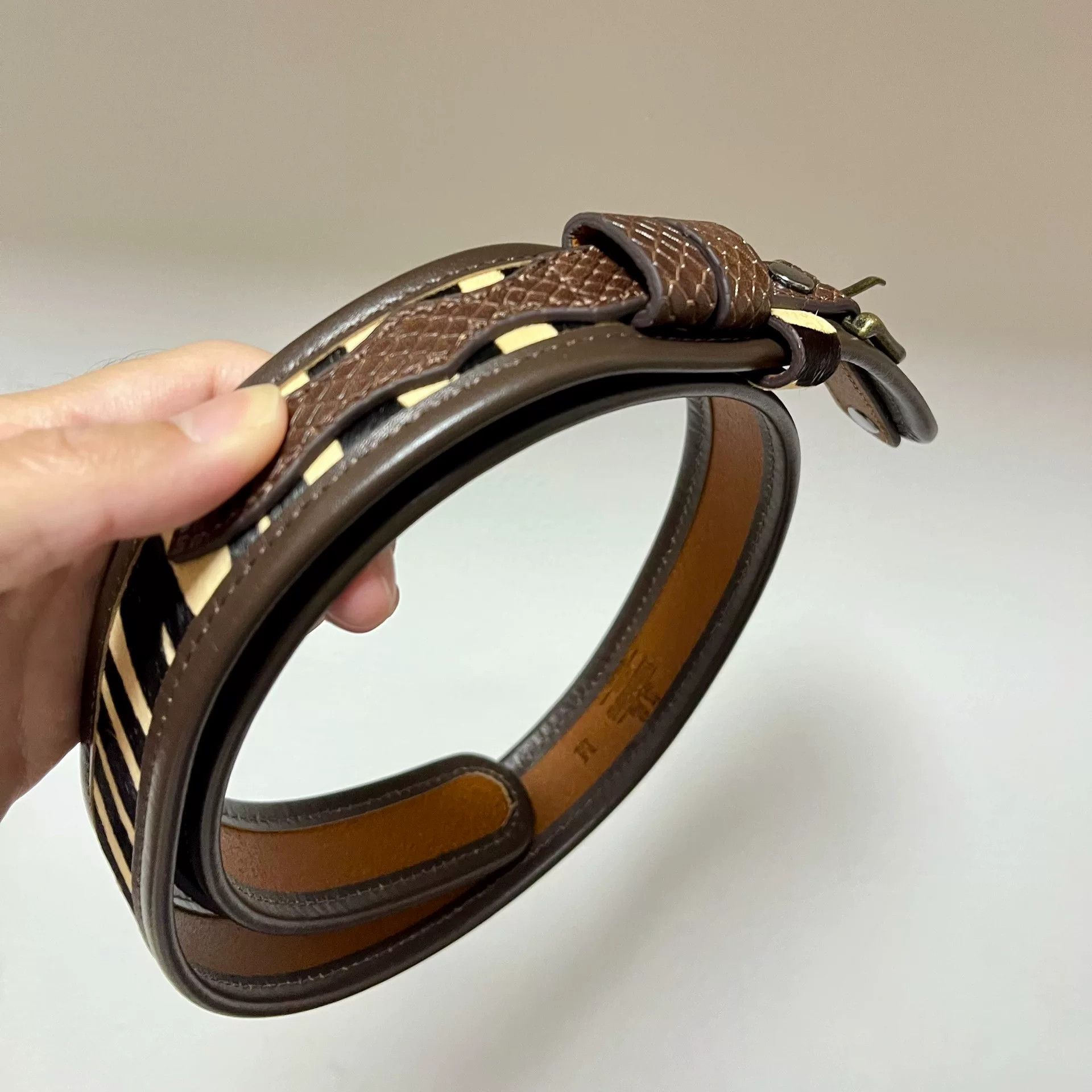 Japanese Brand Corona Utility Zebra Horsehair Belt Size ONE SIZE - 2 Thumbnail