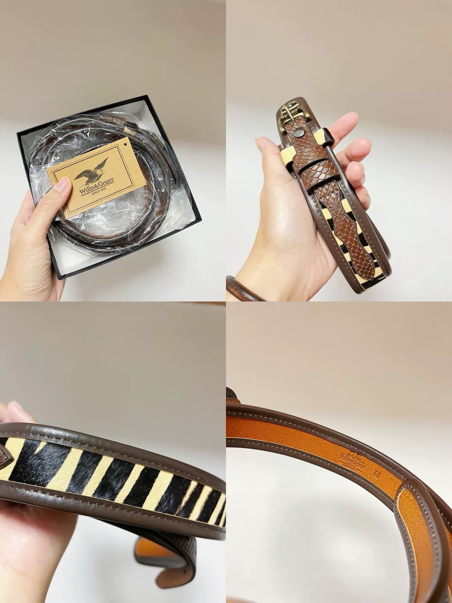Japanese Brand Corona Utility Zebra Horsehair Belt Size ONE SIZE - 3 Thumbnail