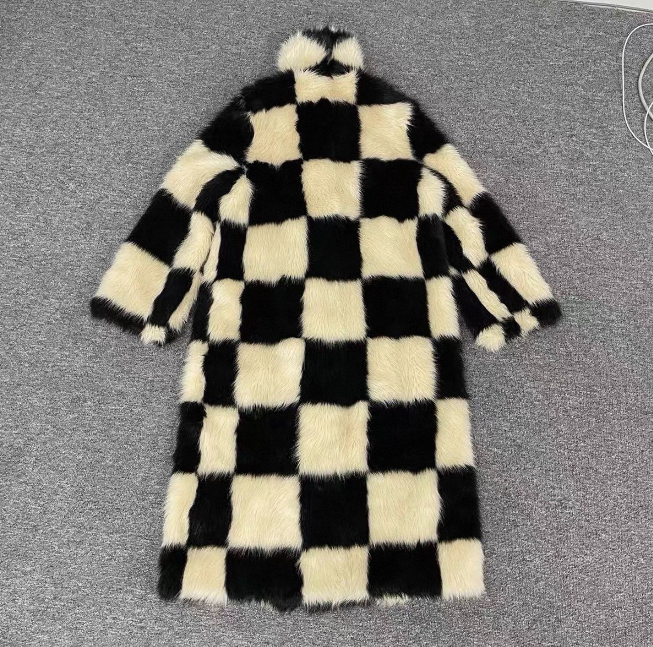 STAND STUDIO Stand Studio Checkered Eco Fur Coat Size M / US 6-8 / IT 42-44 - 2 Thumbnail
