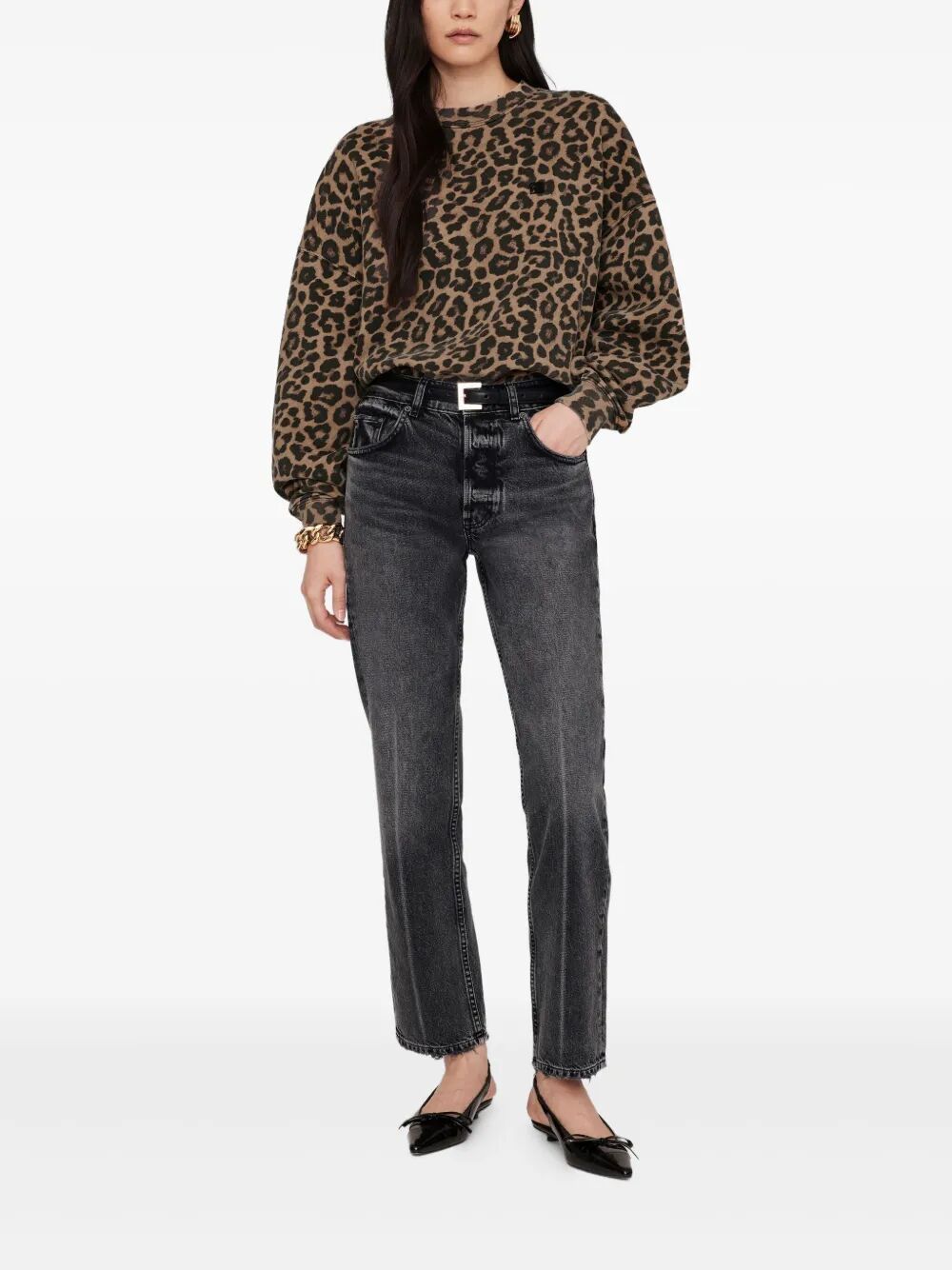 Anine Bing "MILES" BLACK AND BROWN LEOPARD SWEATSHIRT Size M / US 6-8 / IT 42-44 - 5 Thumbnail