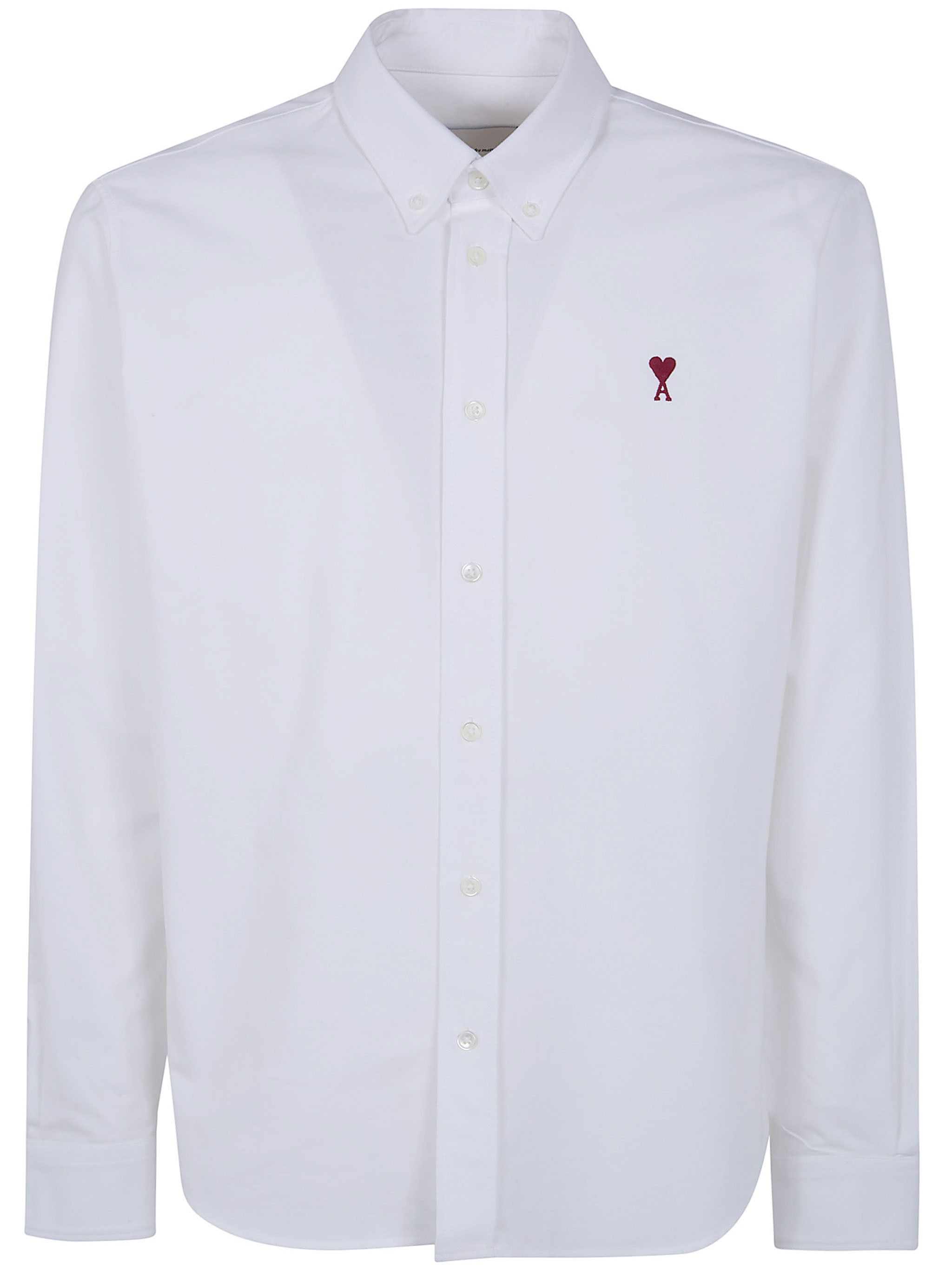 AMI CLASSIC LONG SLEEVE SHIRT BUTTON DOWN COLLAR WITH EMBROIDERED "AMI DE COEUR" Size US M / EU 48-50 / 2 - 6 Thumbnail