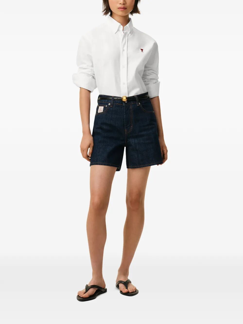 AMI CLASSIC LONG SLEEVE SHIRT BUTTON DOWN COLLAR WITH EMBROIDERED "AMI DE COEUR" Size US M / EU 48-50 / 2 - 2 Thumbnail
