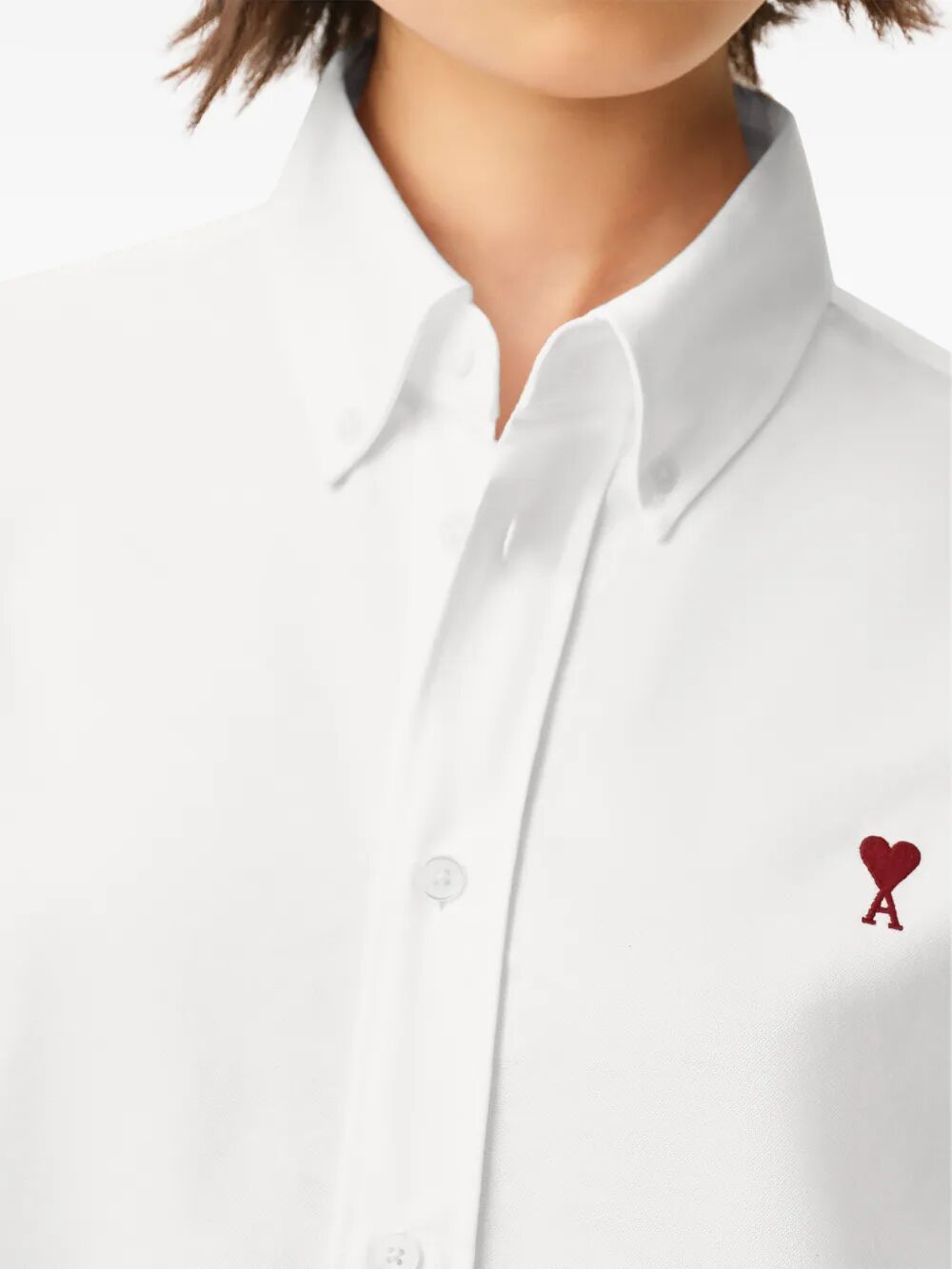 AMI CLASSIC LONG SLEEVE SHIRT BUTTON DOWN COLLAR WITH EMBROIDERED "AMI DE COEUR" Size US S / EU 44-46 / 1 - 3 Thumbnail