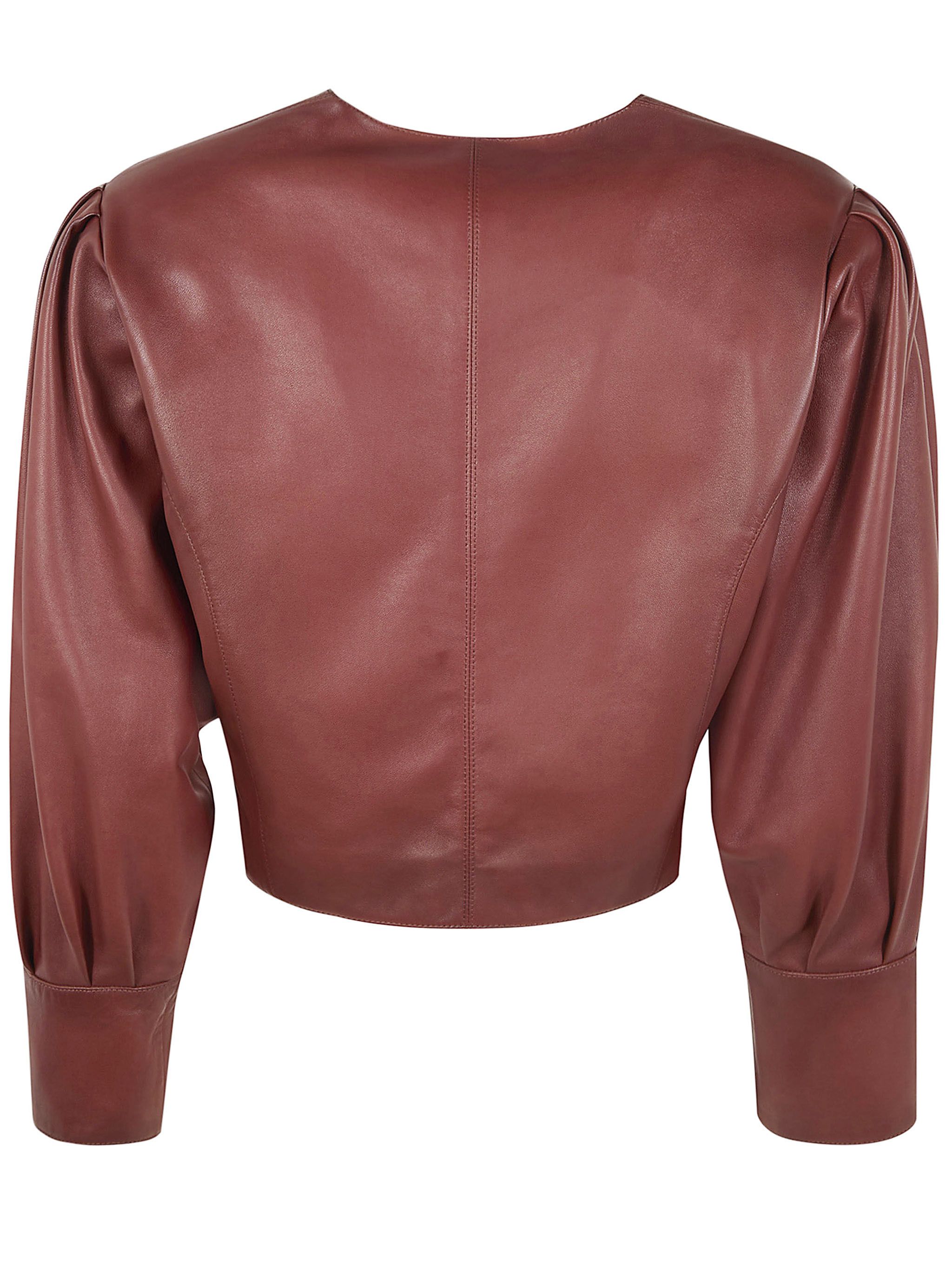 Chloe CROPPED LEATHER ROUND NECK JACKET Size S / US 4 / IT 40 - 6 Thumbnail
