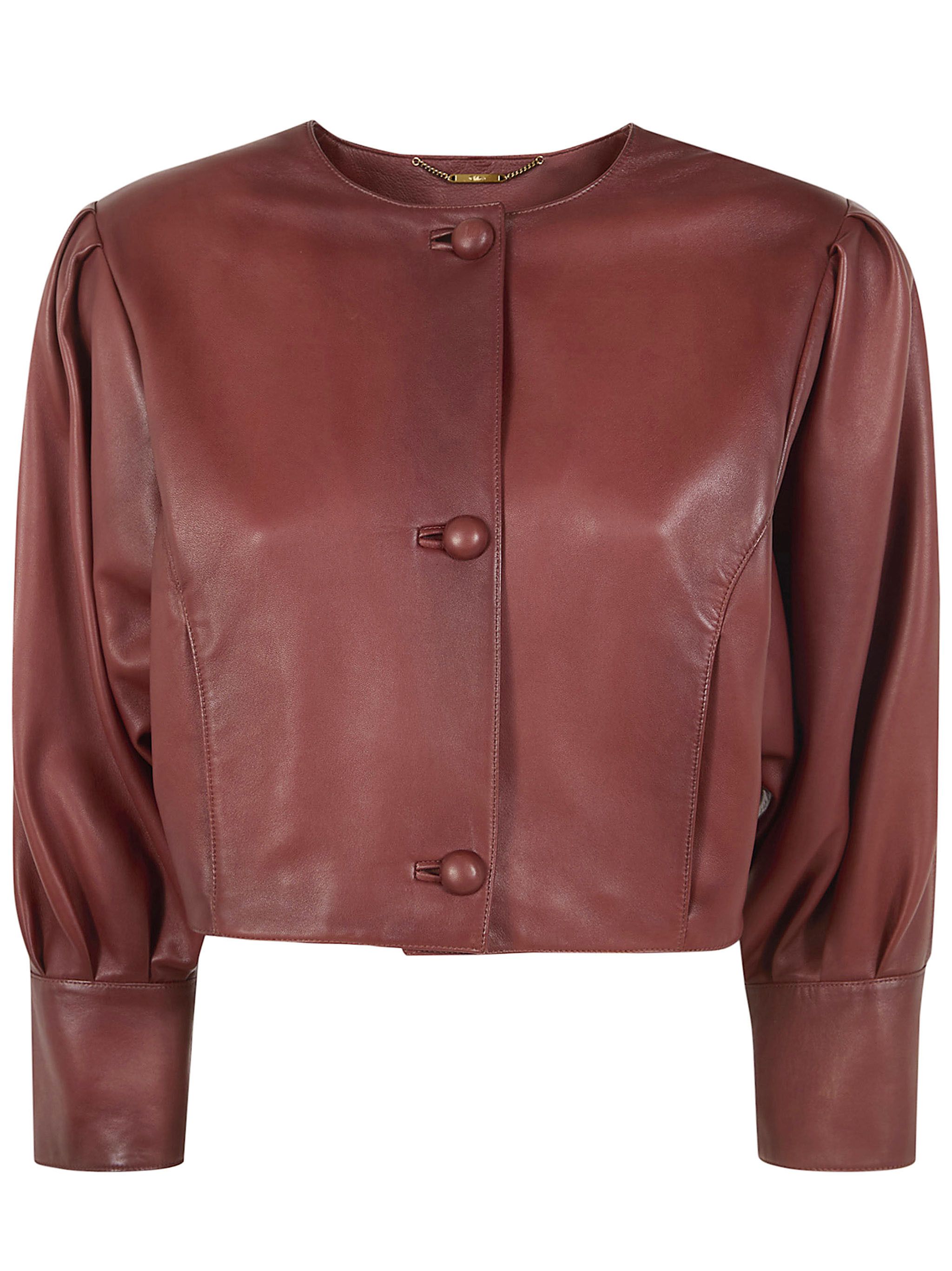 Chloe CROPPED LEATHER ROUND NECK JACKET Size S / US 4 / IT 40 - 5 Thumbnail