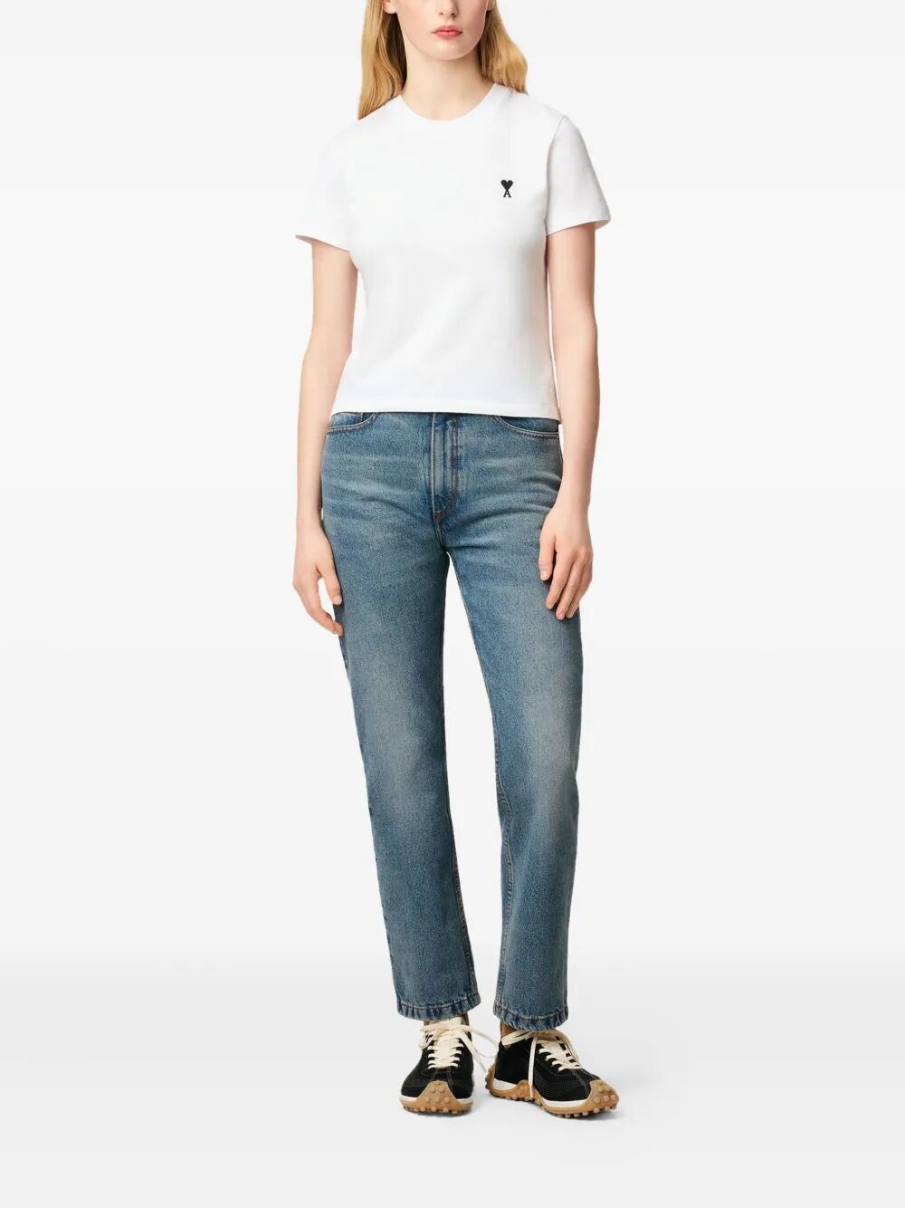 AMI CROPPED CONTRASTED "AMI DE COEUR" T SHIRT Size L / US 10 / IT 46 - 3 Thumbnail