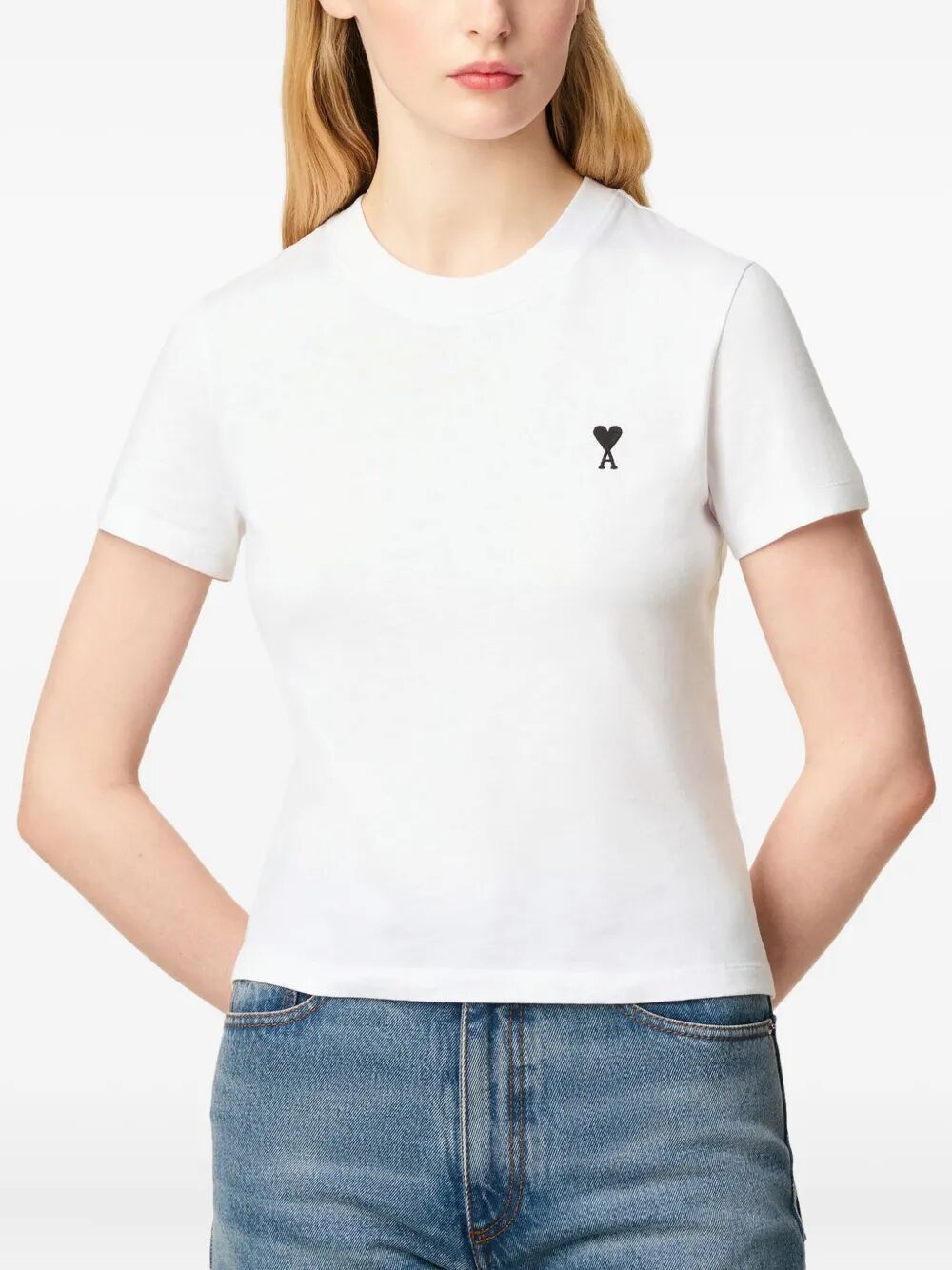 AMI CROPPED CONTRASTED "AMI DE COEUR" T SHIRT Size L / US 10 / IT 46 - 4 Thumbnail