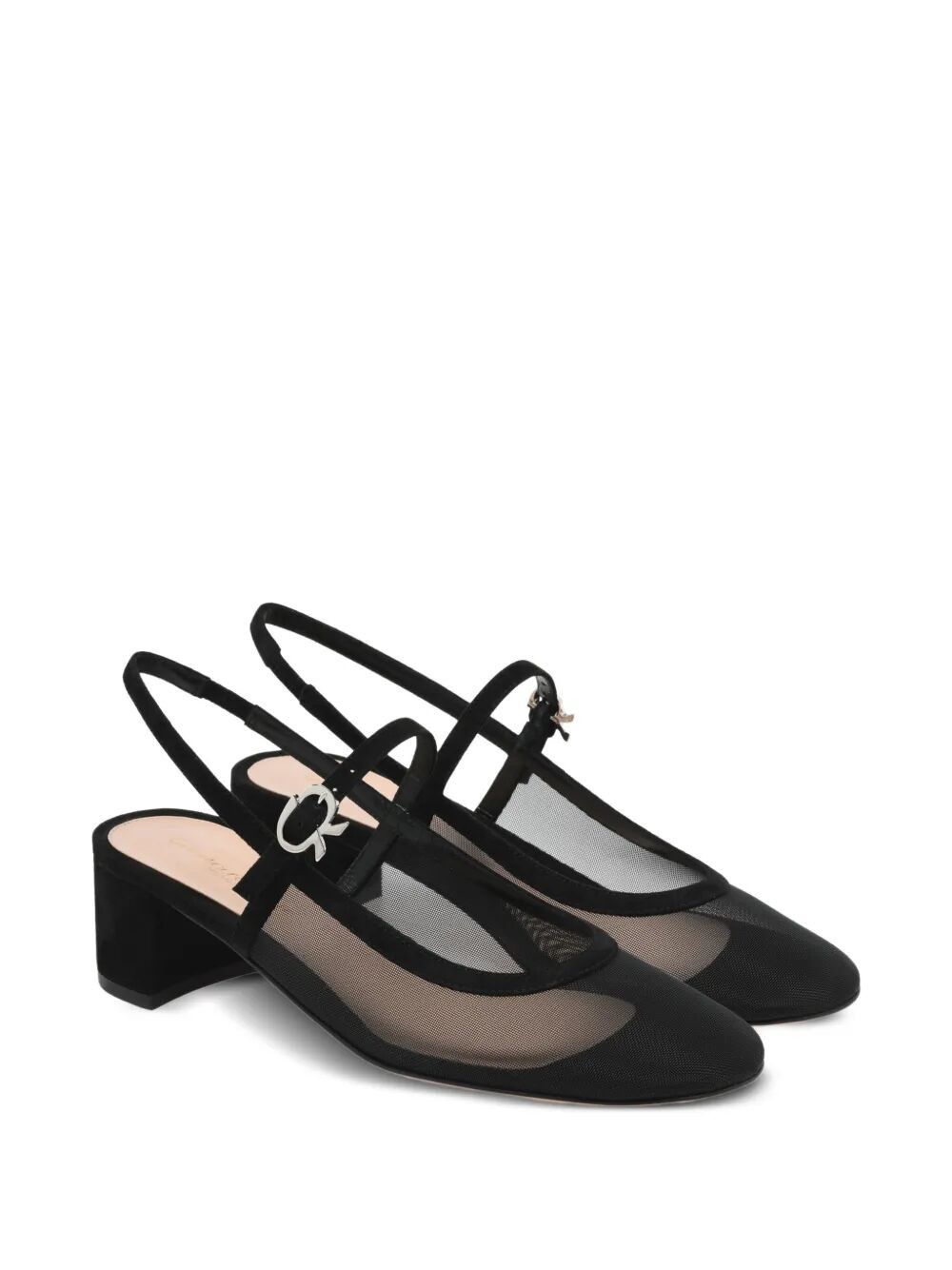 Gianvito Rossi LINK AND SUEDE "FRANCOISE" LOW HEEL PUMP Size US 11 / IT 41 - 4 Thumbnail