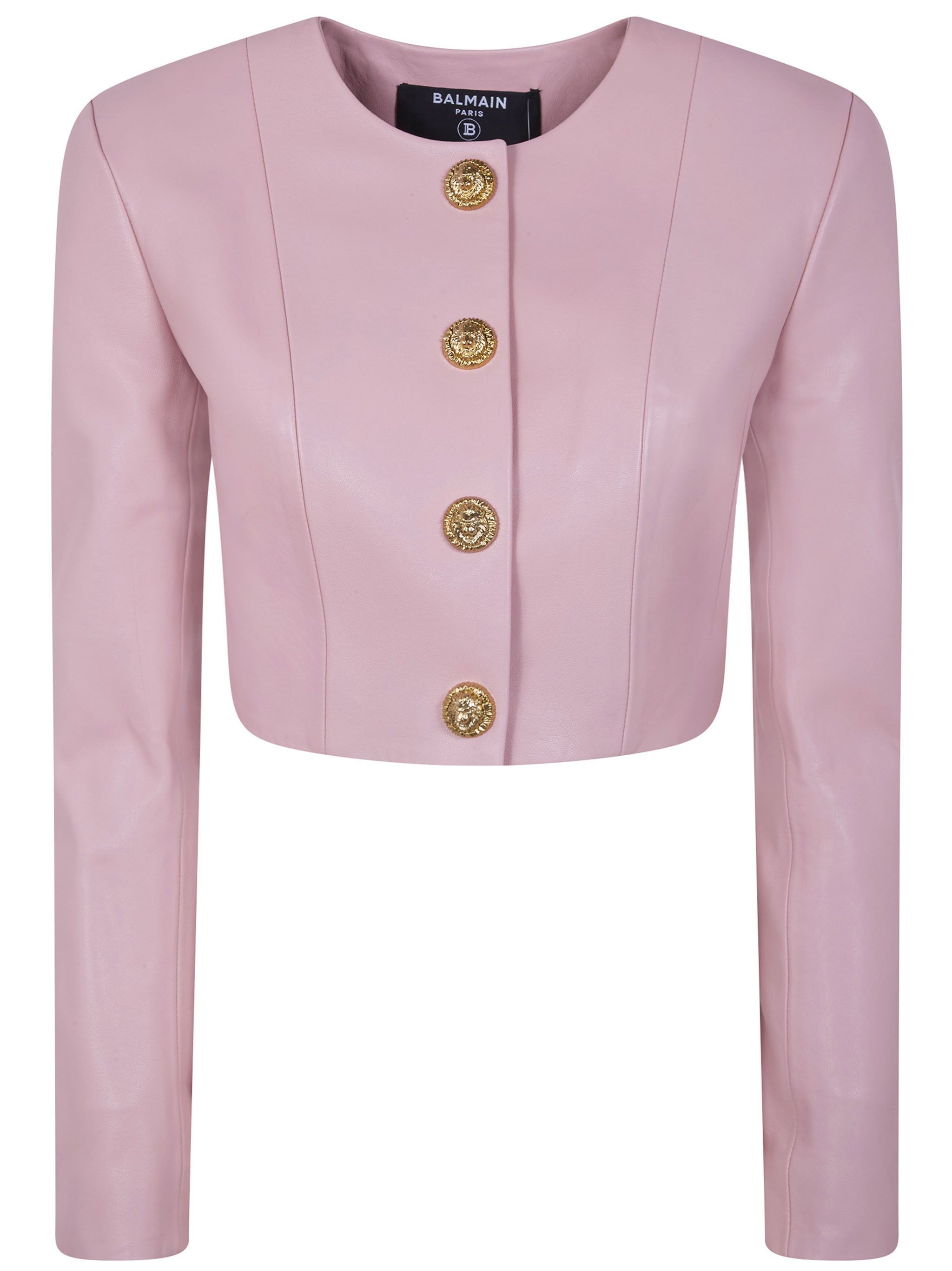 Balmain LONG SLEEVES BUTTONED LAMBSKIN CROPPED JACKET Size S / US 4 / IT 40 - 6 Thumbnail