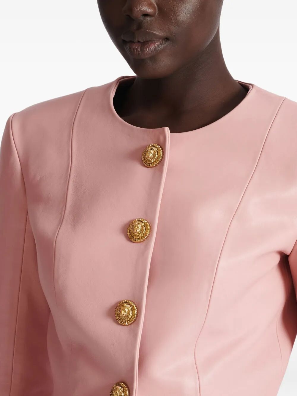 Balmain LONG SLEEVES BUTTONED LAMBSKIN CROPPED JACKET Size S / US 4 / IT 40 - 2 Thumbnail
