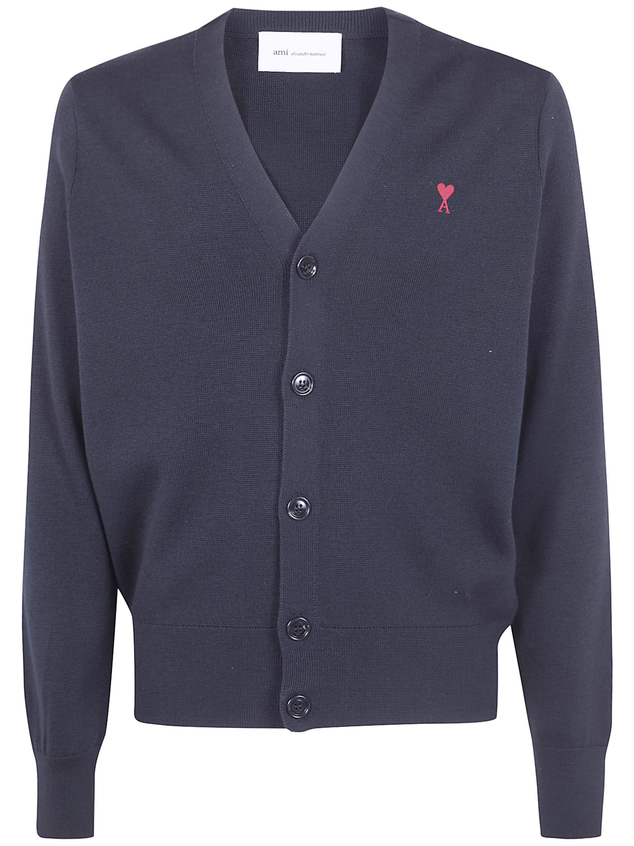 AMI CARDIGAN WITH CONTRASTED "AMI DE COEUR" Size US L / EU 52-54 / 3 - 6 Thumbnail