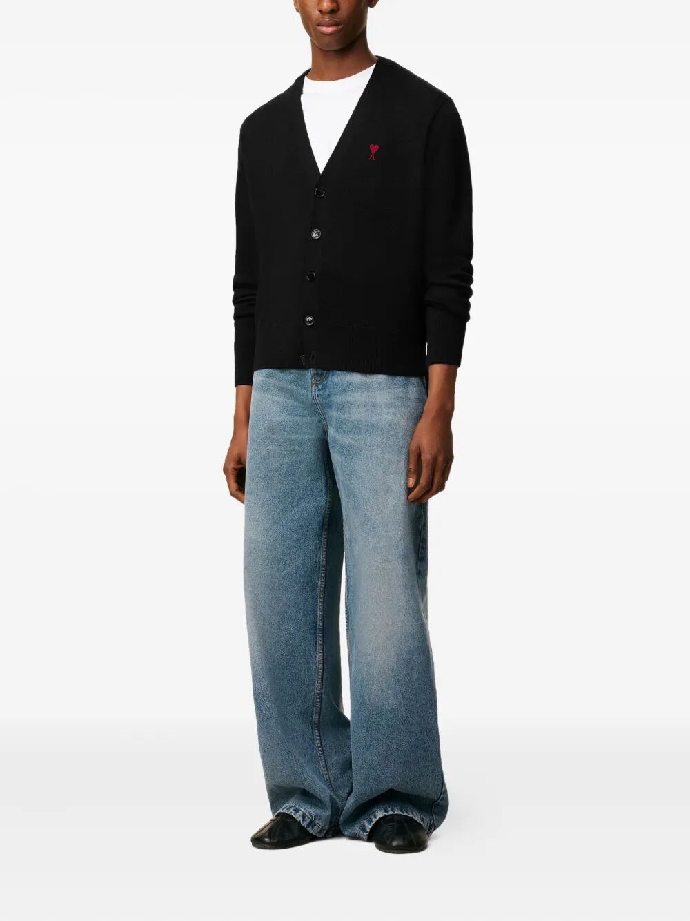 AMI CARDIGAN WITH CONTRASTED "AMI DE COEUR" Size US S / EU 44-46 / 1 - 3 Thumbnail