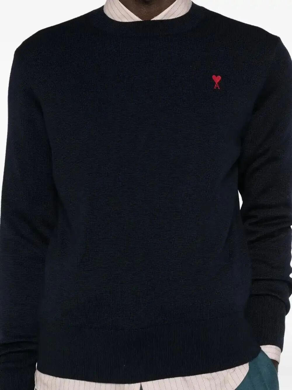 AMI CREWNECK SWEATER WITH CONTRASTED "AMI DE COEUR" Size US L / EU 52-54 / 3 - 3 Thumbnail