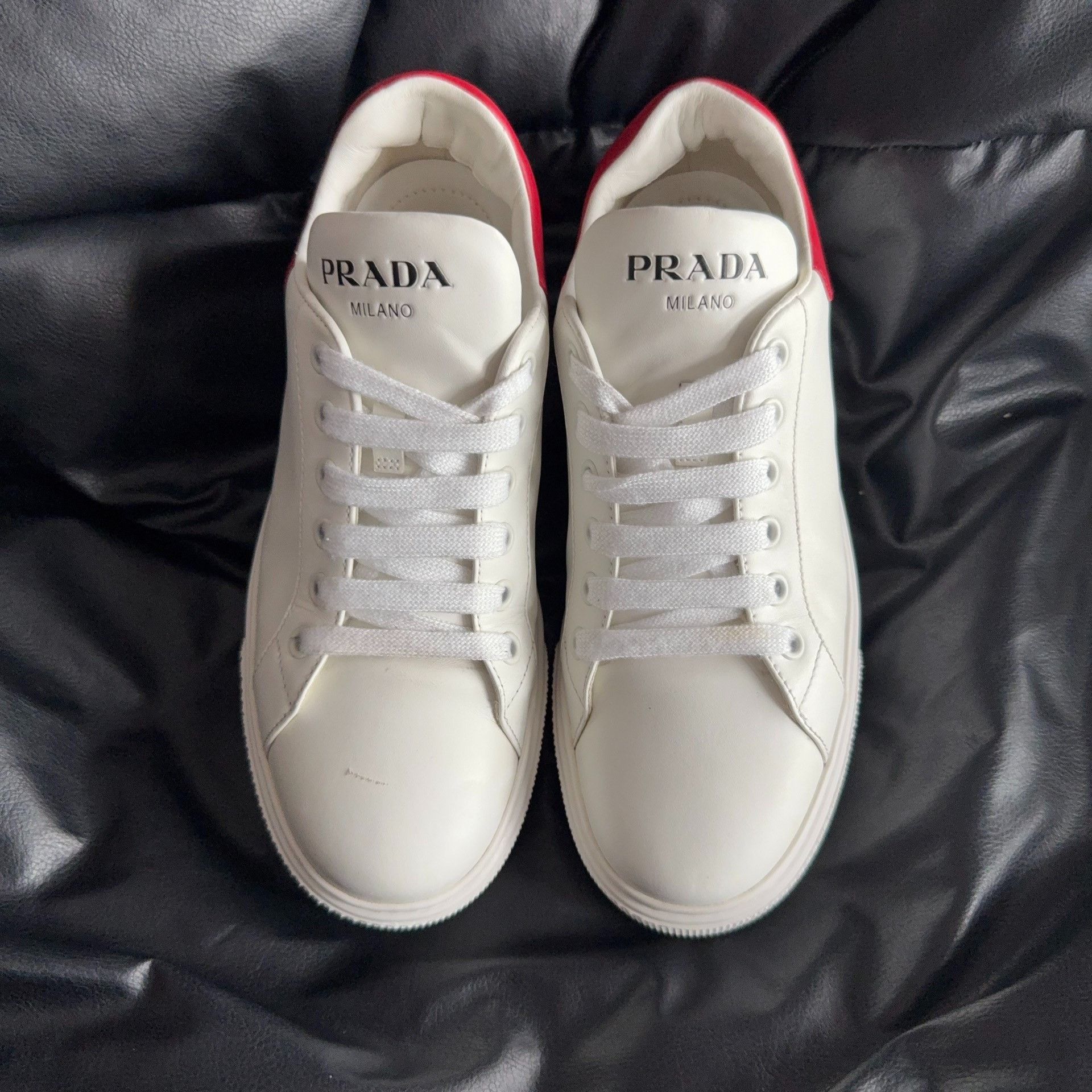 Prada Prada Red Lowtop Sneakers 36.5 Women Size US 6 / IT 36 - 2 Thumbnail