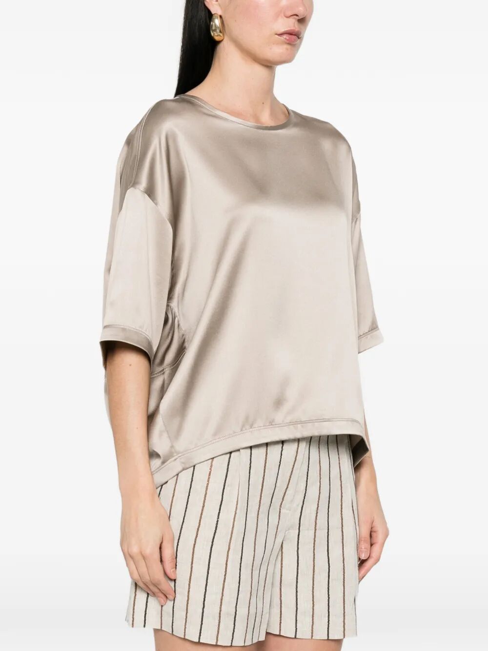 Brunello Cucinelli SHORT SLEEVES BLOUSE Size L / US 10 / IT 46 - 6 Thumbnail