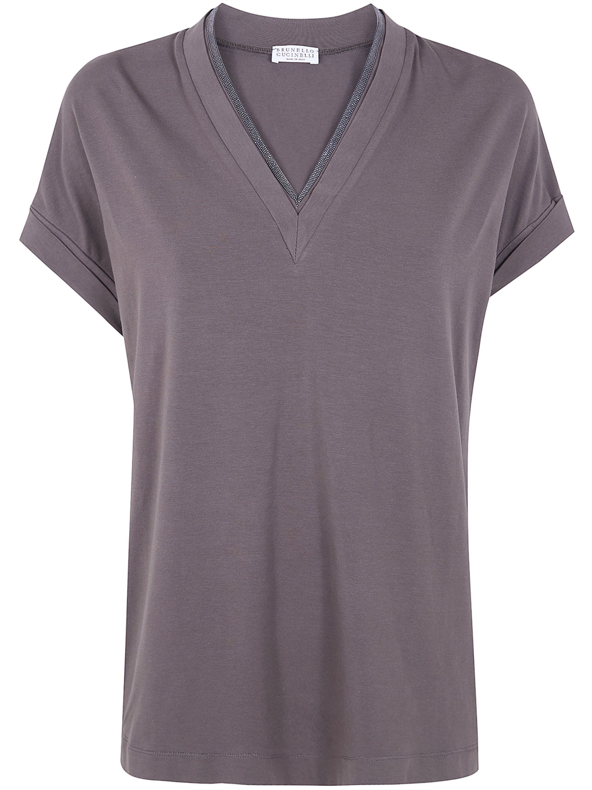 Brunello Cucinelli V NECK T-SHIRT Size L / US 10 / IT 46 - 6 Thumbnail