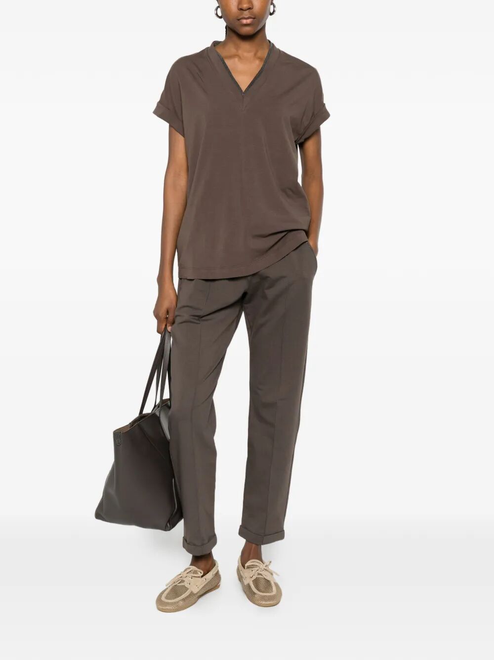 Brunello Cucinelli V NECK T-SHIRT Size M / US 6-8 / IT 42-44 - 3 Thumbnail
