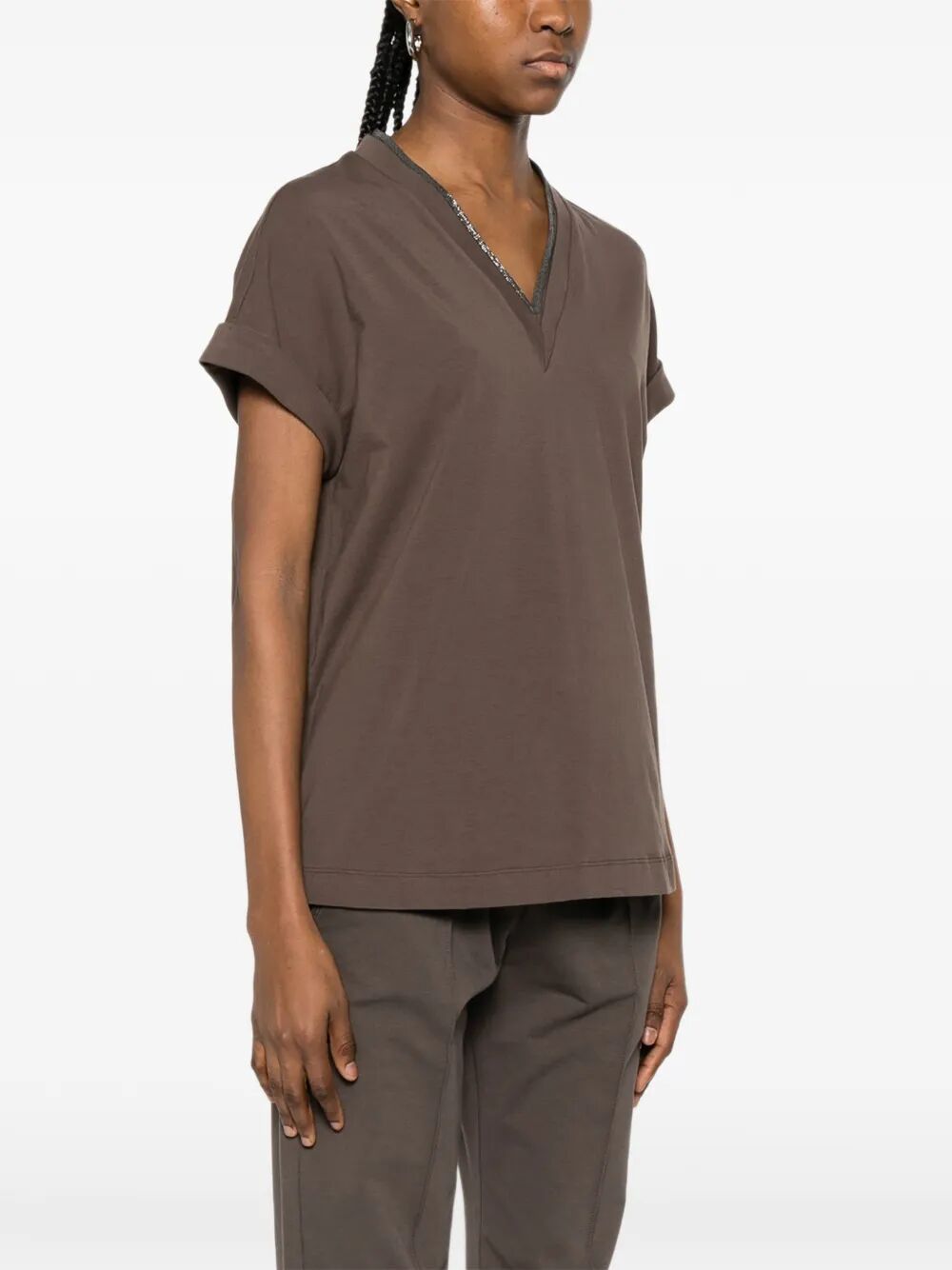 Brunello Cucinelli V NECK T-SHIRT Size M / US 6-8 / IT 42-44 - 5 Thumbnail