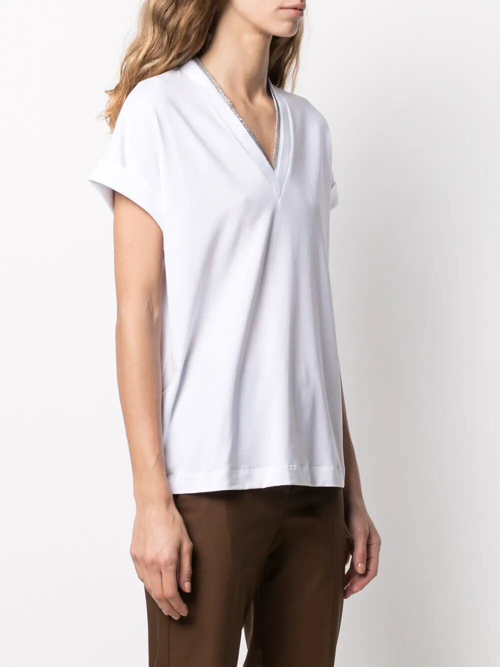 Brunello Cucinelli V NECK T-SHIRT Size XXL / US 16-18 / IT 52-54 - 6 Thumbnail